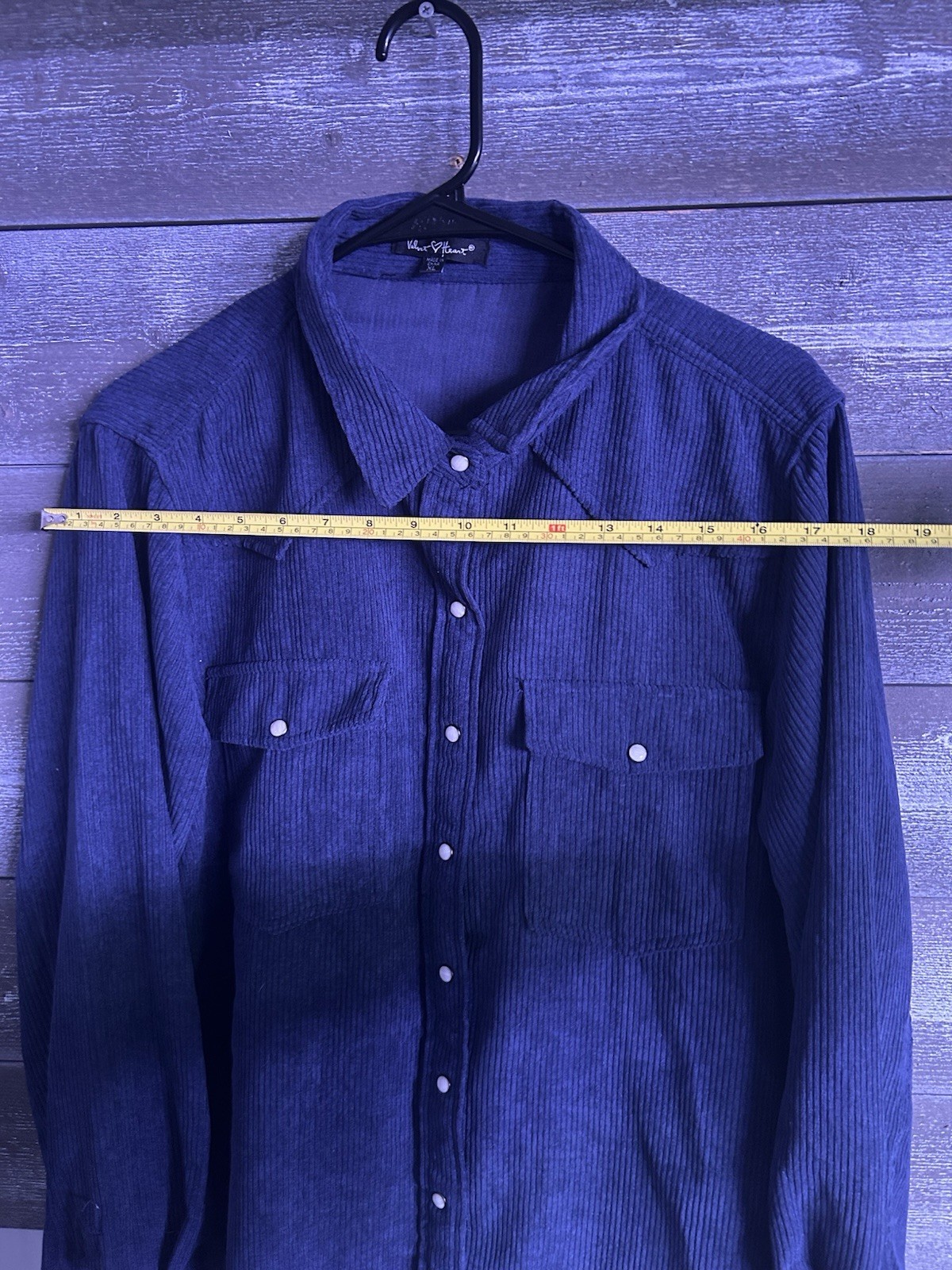 Velvet Heart Corduroy Western Shirt Womens XL Purple Pearl Snap Button Shacket
