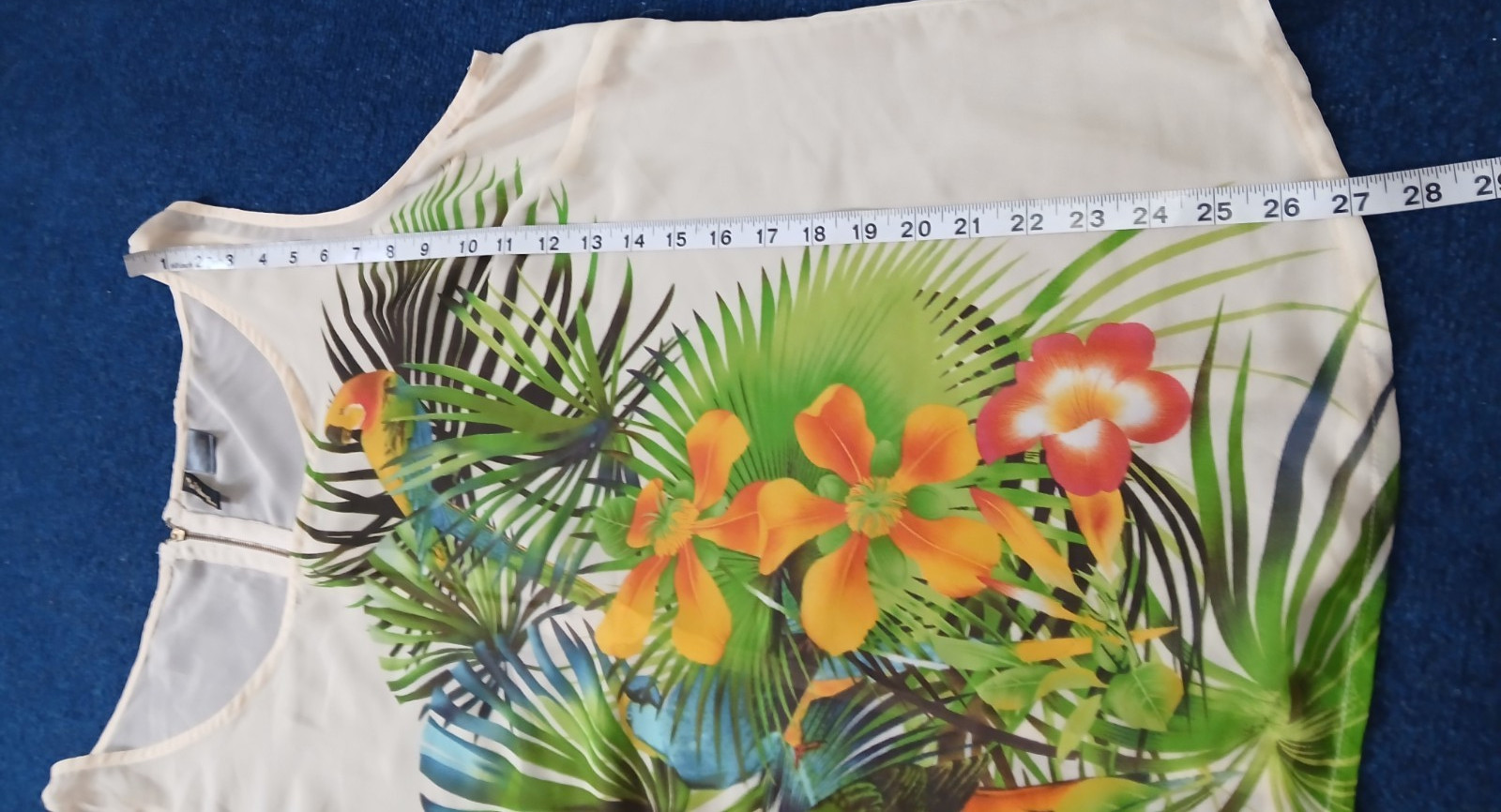Nue Options Women Sleeveless Sheer Parrot Tropical Blouse 1X NWOT