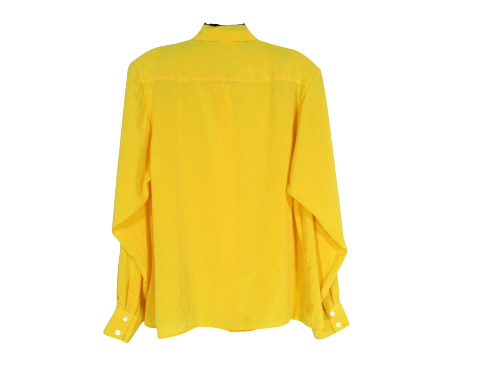 EVAN-PICONE Yellow SATIN Hidden Button-Up TIE COLLAR Secretary BLOUSE/TOP Sz 12