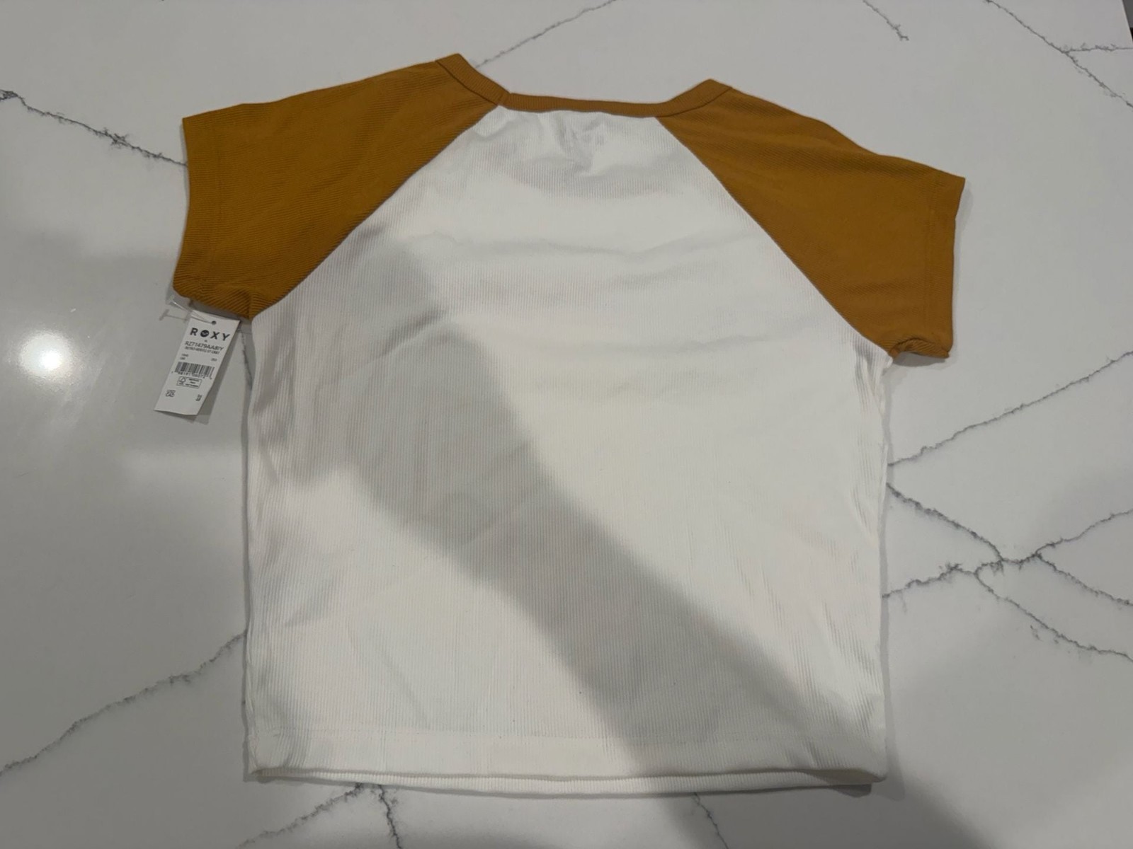 Roxy Retro Heritage Striped Cropped Baby Tee in Buckthorn Brown