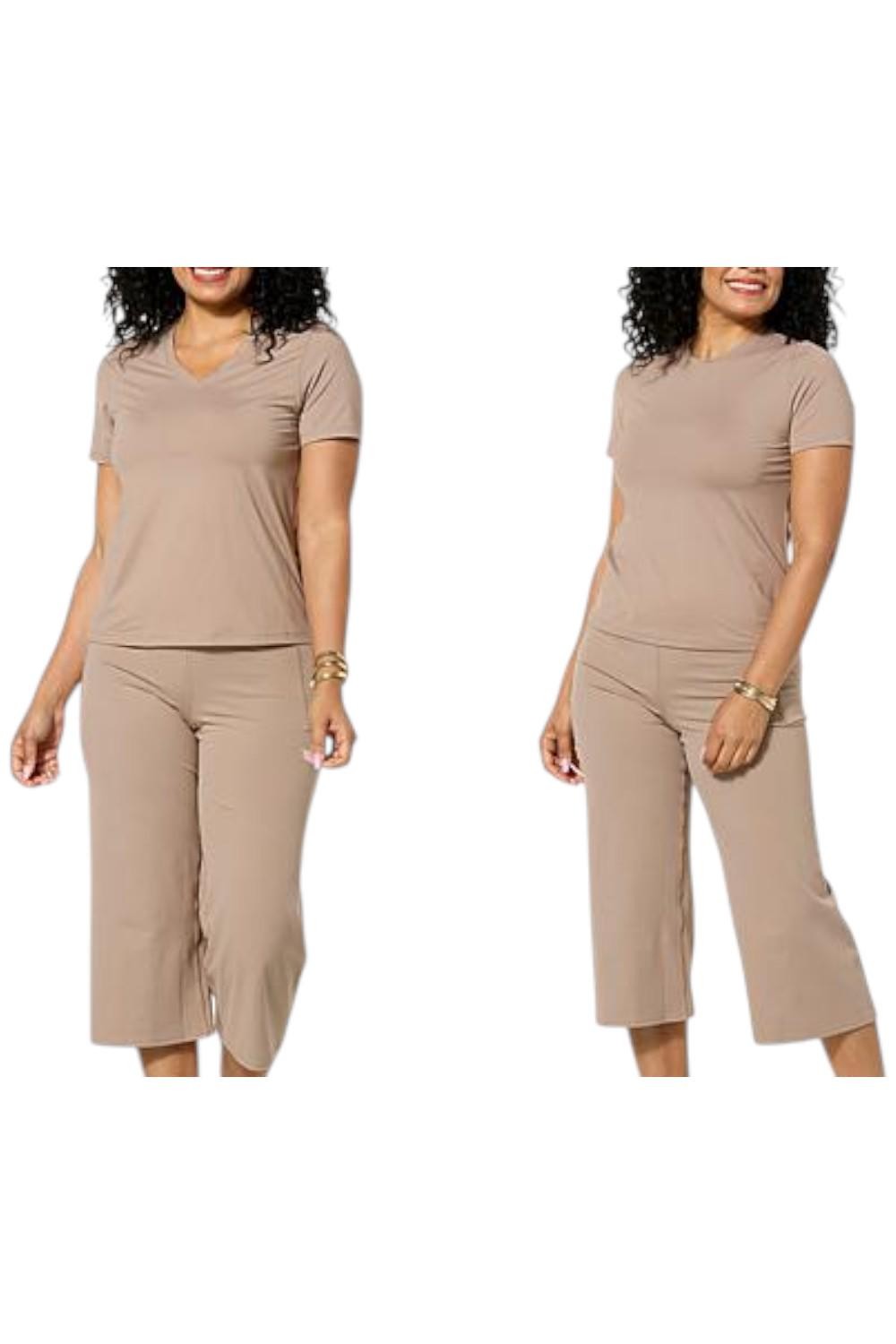 Joy Collection Women’s Two Performance Tees w/Headband Soft Sand