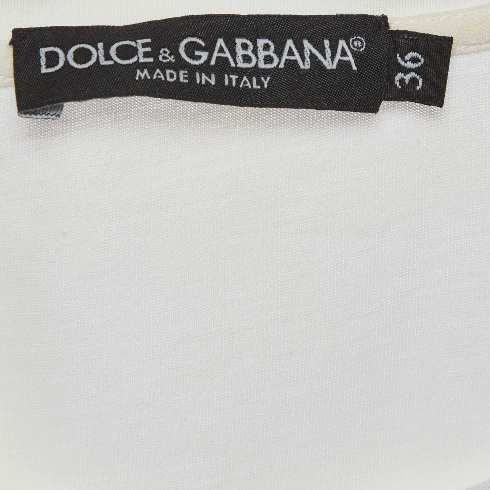 Dolce Gabbana White Graphic Print Jersey Crewneck TShirt XS