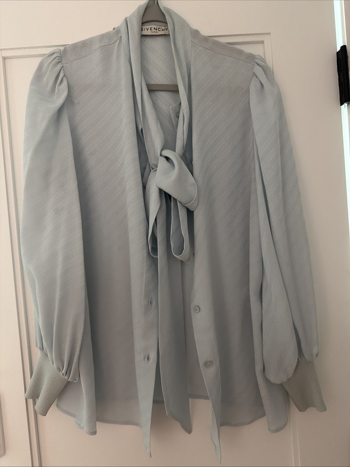 Givenchy Light Blue Blouse Elegant Logo With Sash