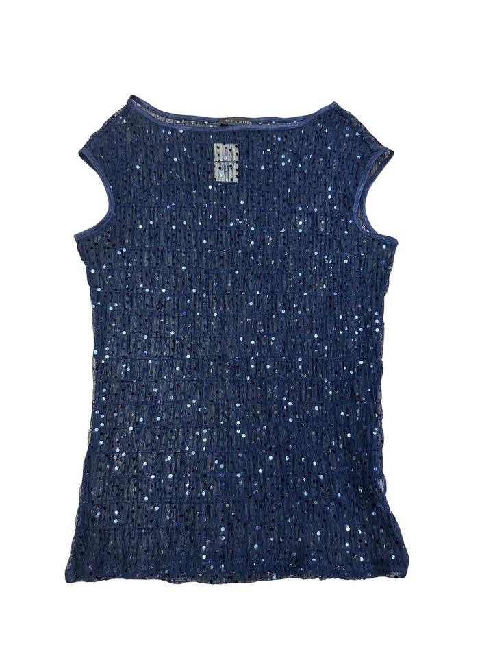 The Limited Blue Sequin Mesh Top size small