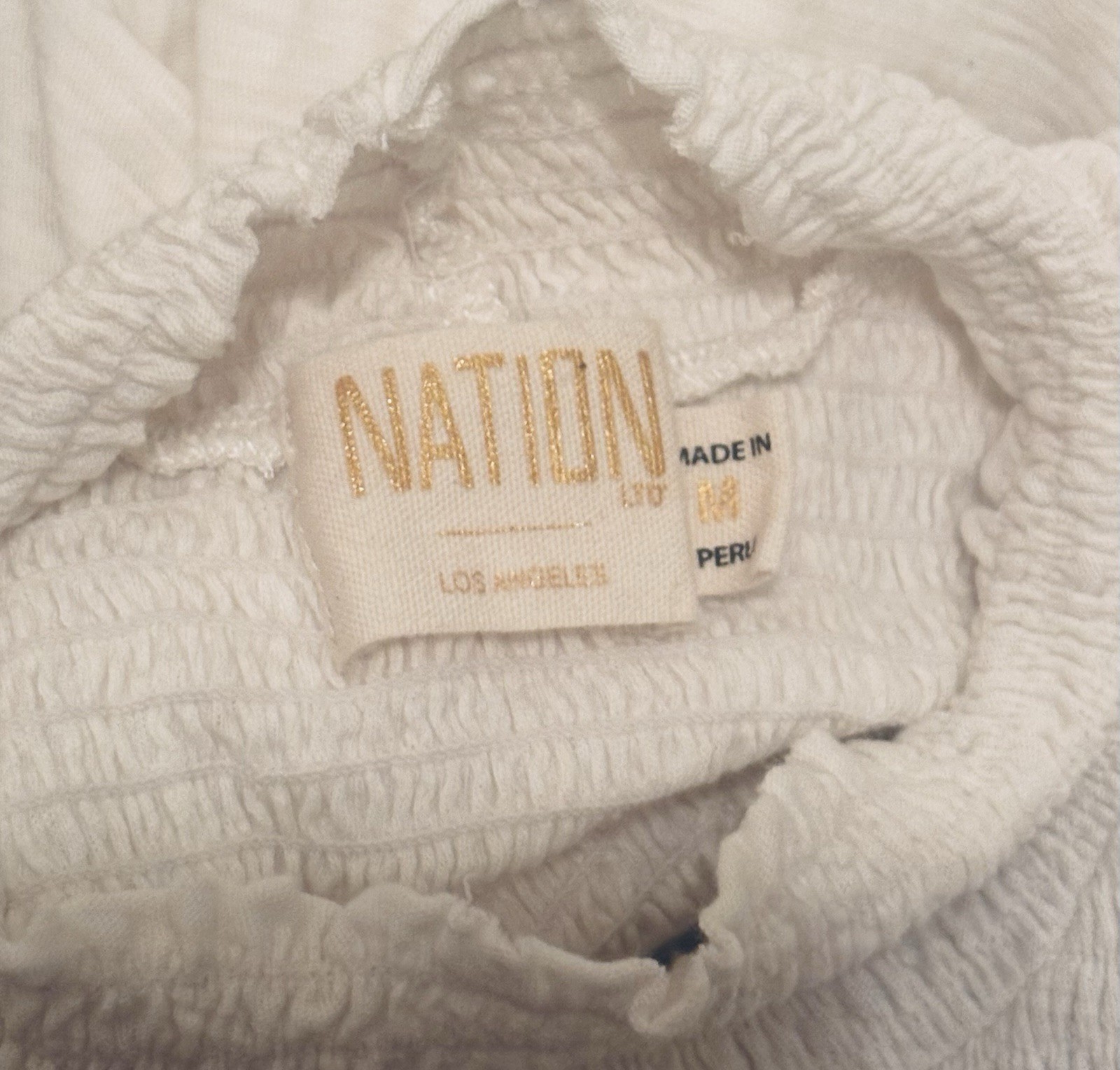 NWOT Nation Los Angeles x Revolve Old Money Smocked Pima Quiet Luxury Size M