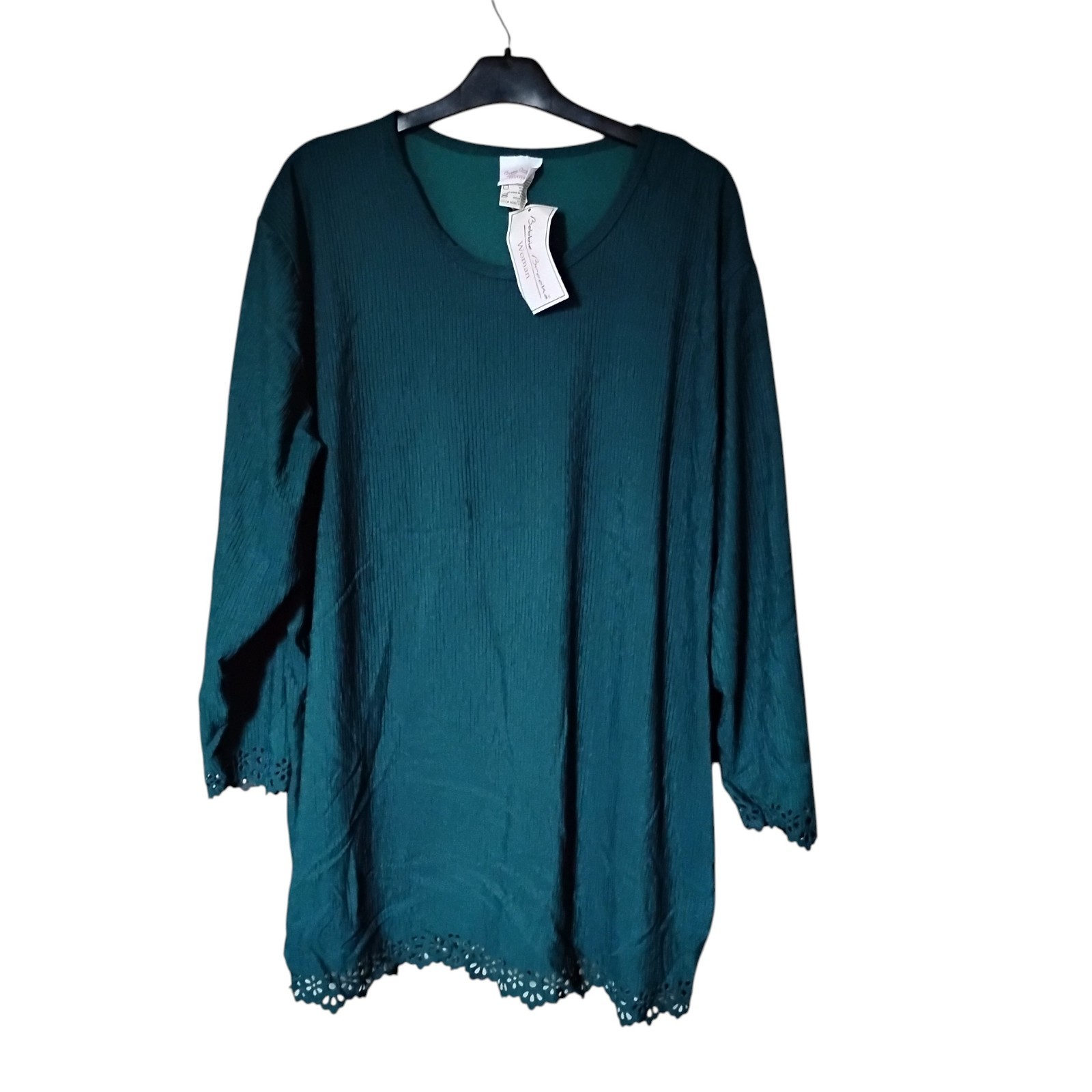 Bobbie Brooks Woman Plus Size 22W/24W Teal Ribbed Tunic Top NWT Made in USA