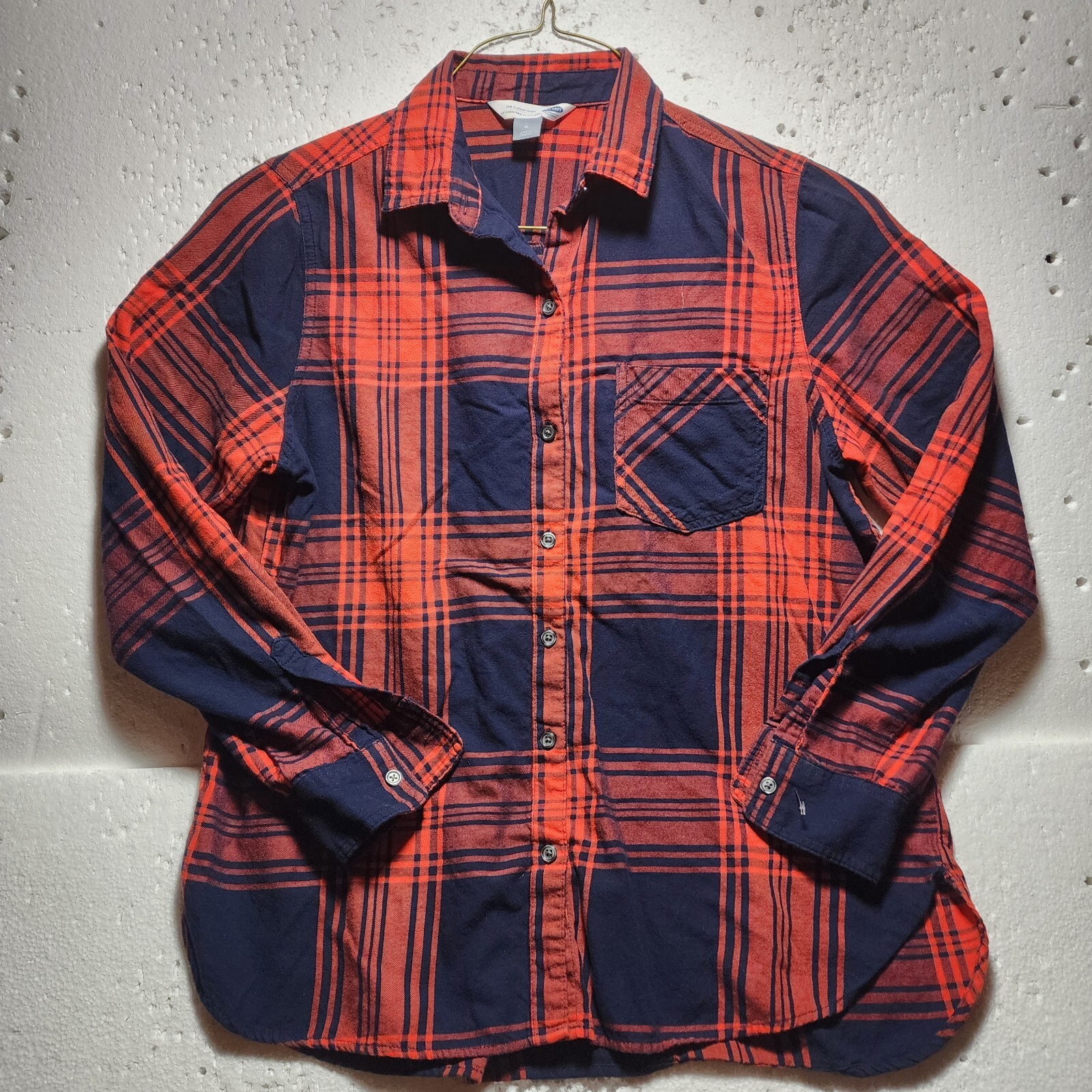 Old Navy Classic Shirt Top Womens Large Red Blue Plaid Button Up Shirt Casual