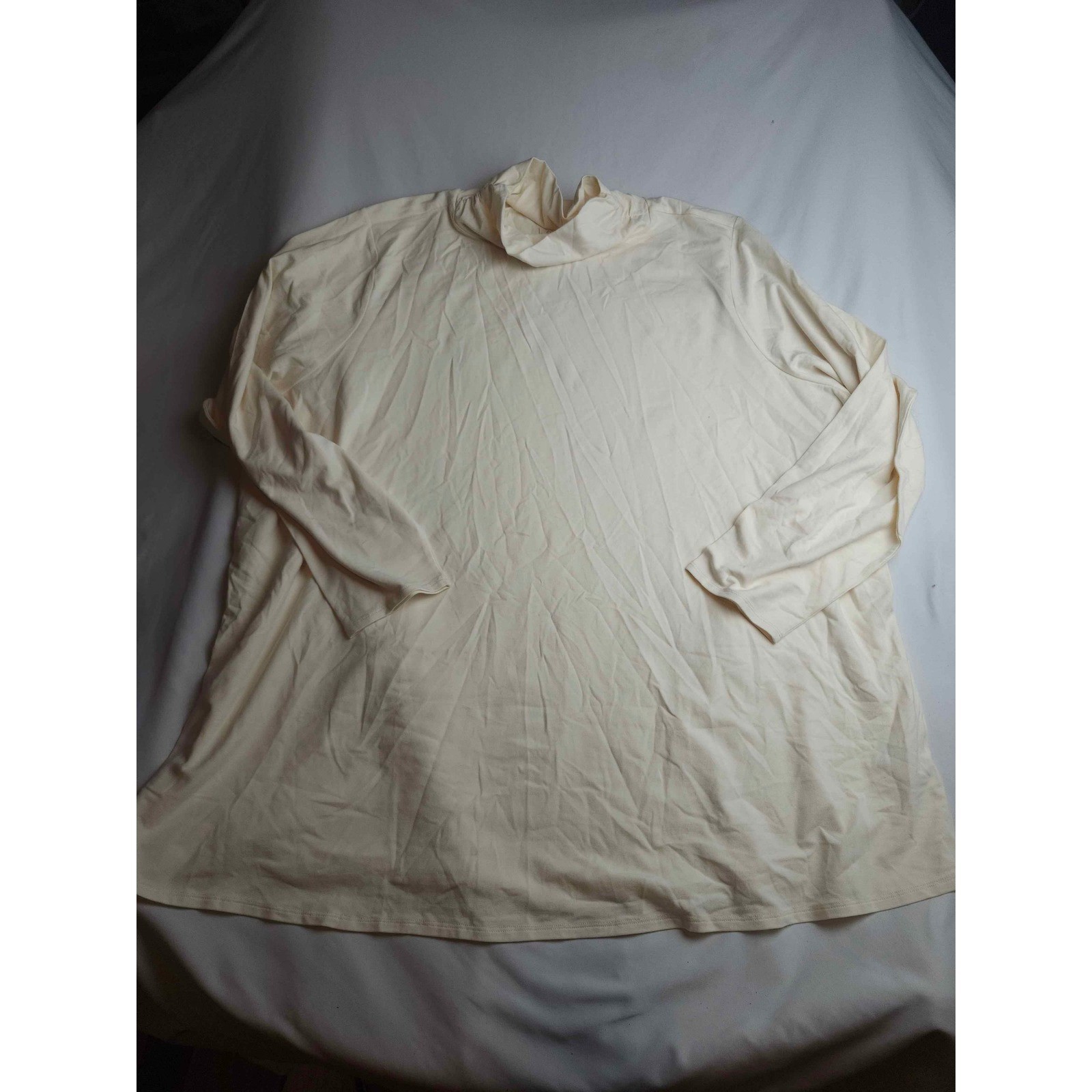 Belle by Kim Gravel Cream Pima Cotton Modal Mock Neck Top Plus Size 4X