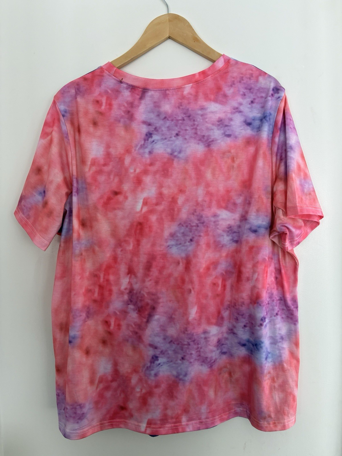 Women’s Salem Local Witches Union Tie Dye Polyester Short Sleeve Shirt Pink 2XL