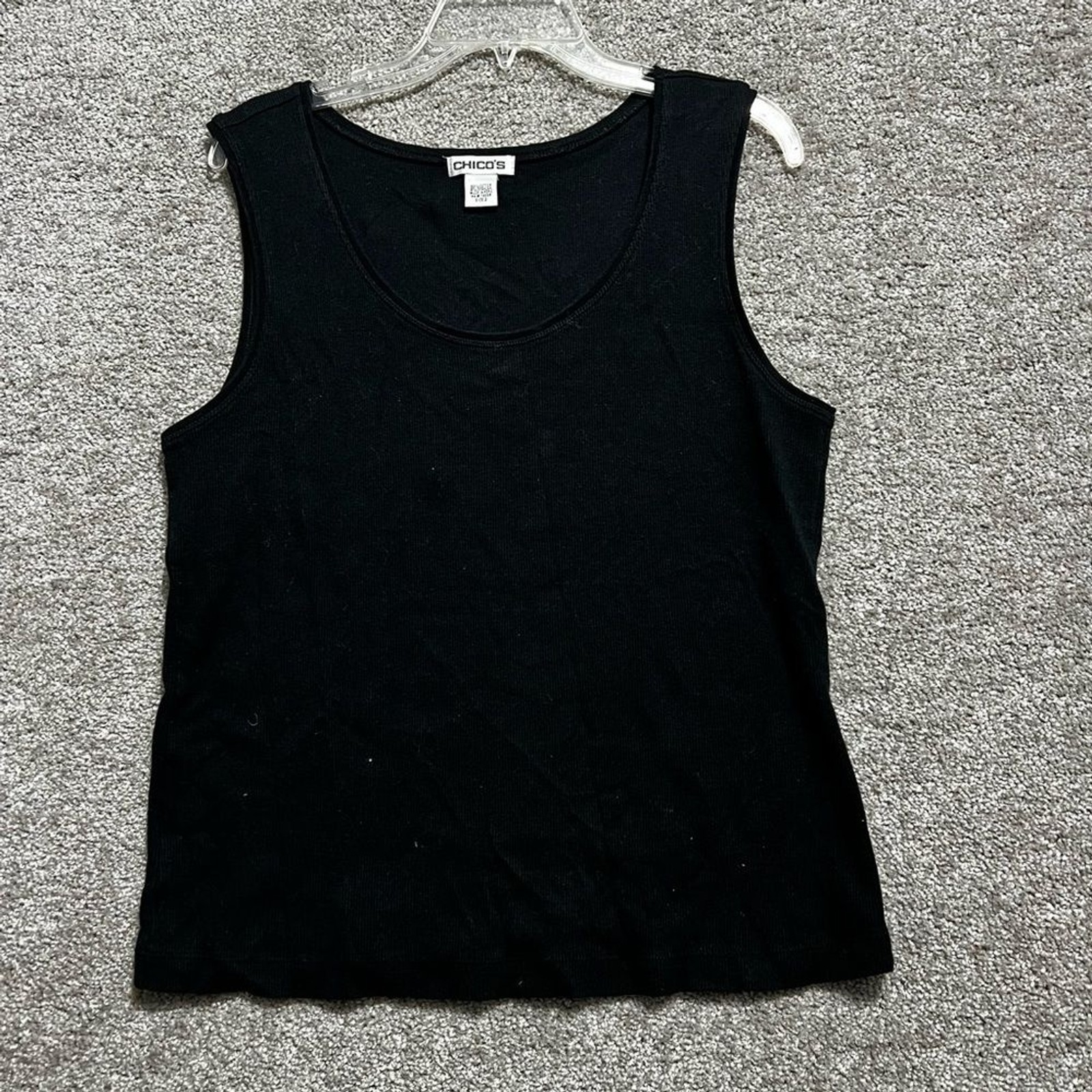 Chicos Woman’s Black Ribbed Tank Top Sleeveless Size 2 8-10