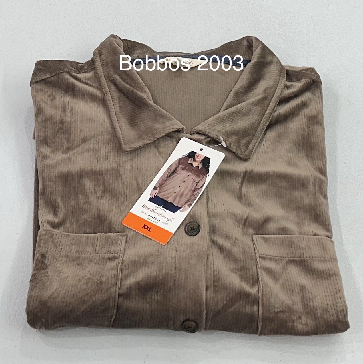 Weatherproof Women’s Long Sleeve Button Up Velvet Ribbed Shirt, Tan, Size XXL
