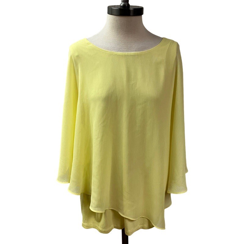 Fairycore Flowy Alyx Womens Poncho Chiffon Overlay Blouse SIZE XL Yellow Elegant