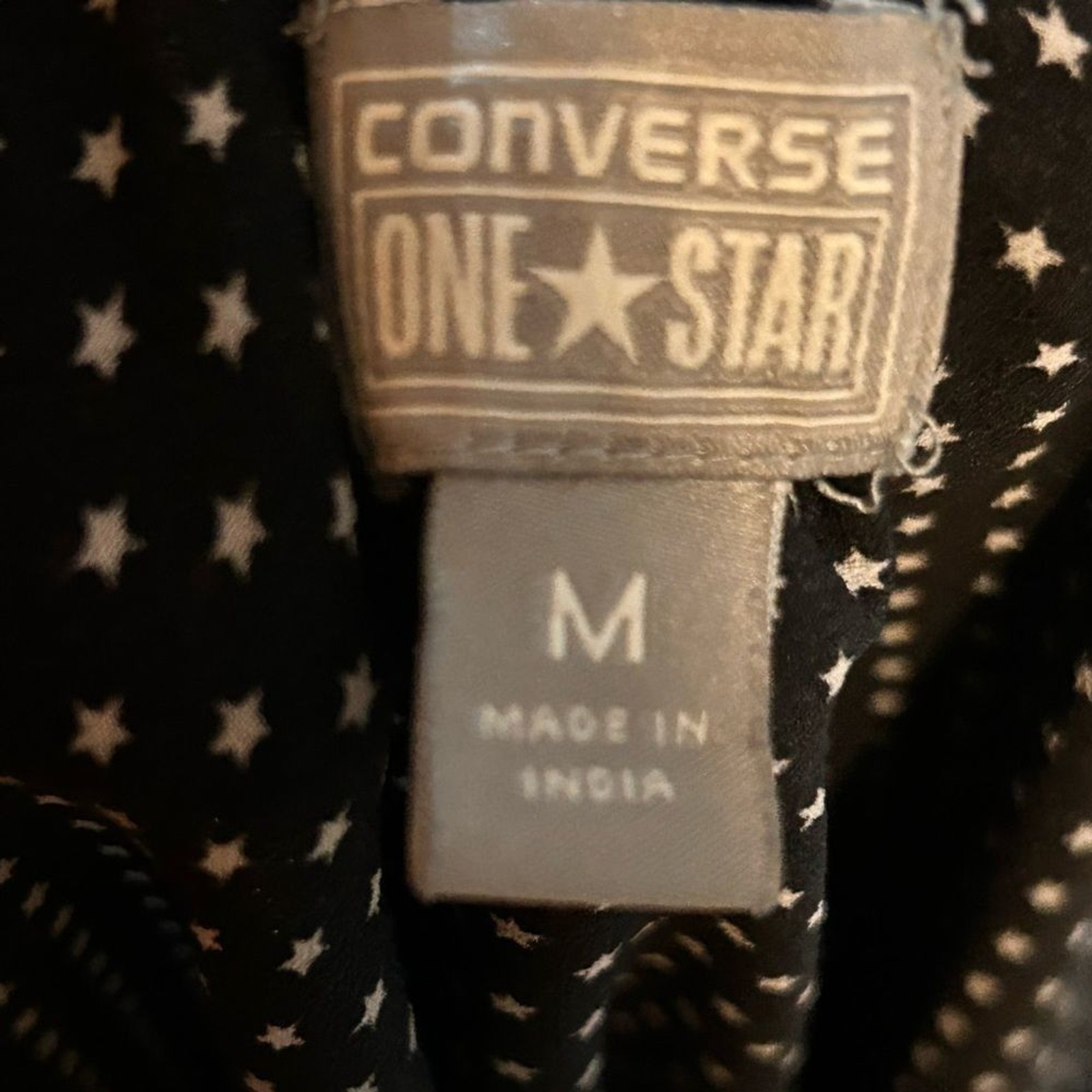 Converse One Star Blouse Women Medium Black White Star Print V Neck Flowy Top