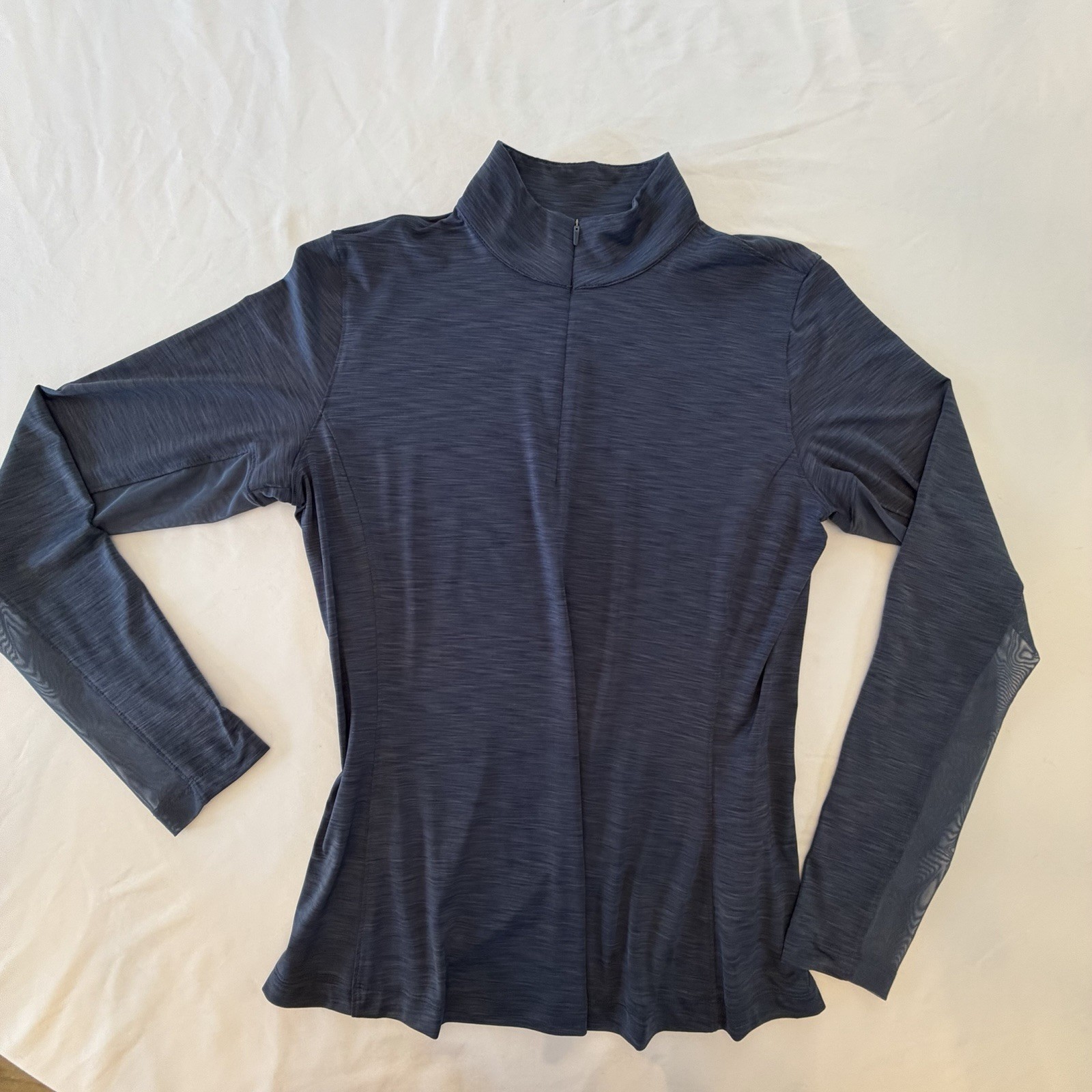 Slazenger Golf Women’s M Blue Heathered 1/4 Zip Long Sleeve Collared Polo. 0004
