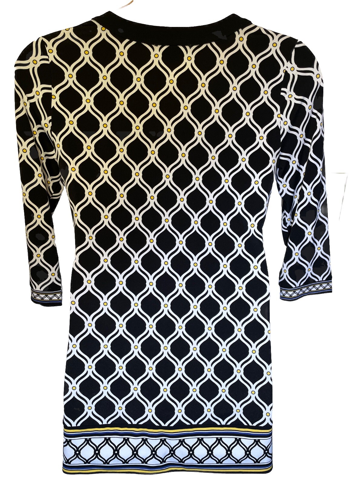 White House Black Market tunic black white knit windowpane pattern size M