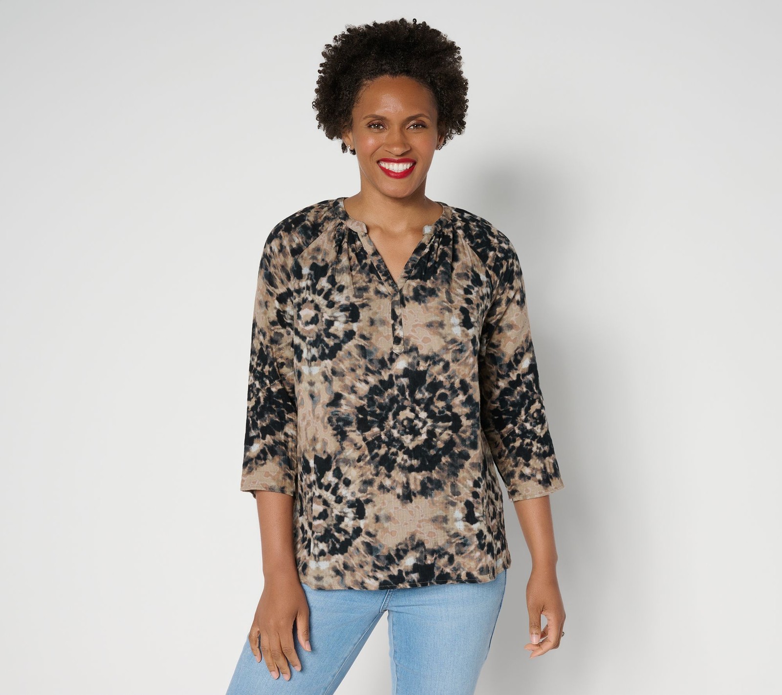 Gloria Vanderbilt Women’s Top Sz L Summer Sunset Cotton Multi-colored A691533