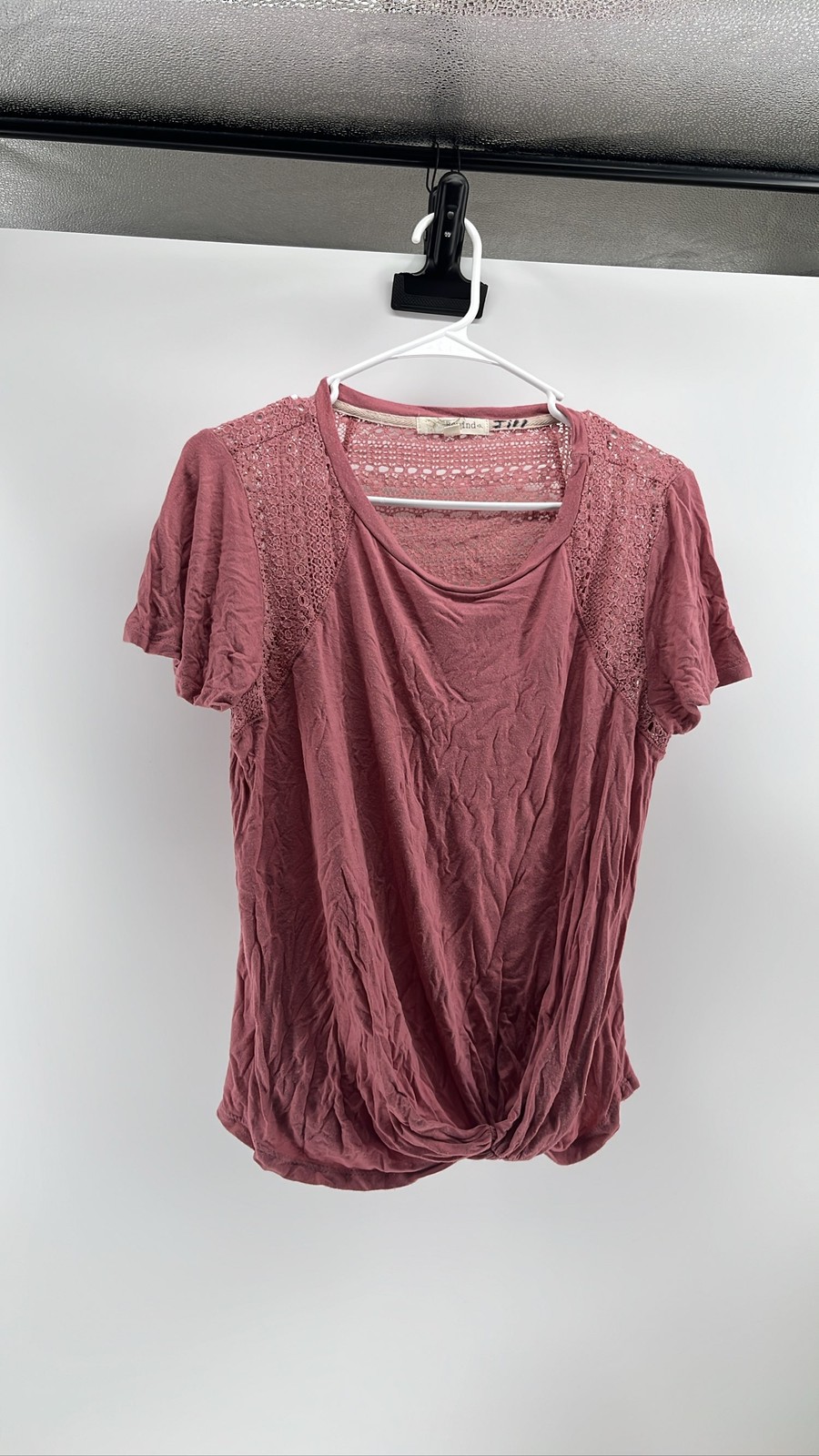 Aeropostale Womens Dusty Rose Crochet Lace Short Sleeve Top M