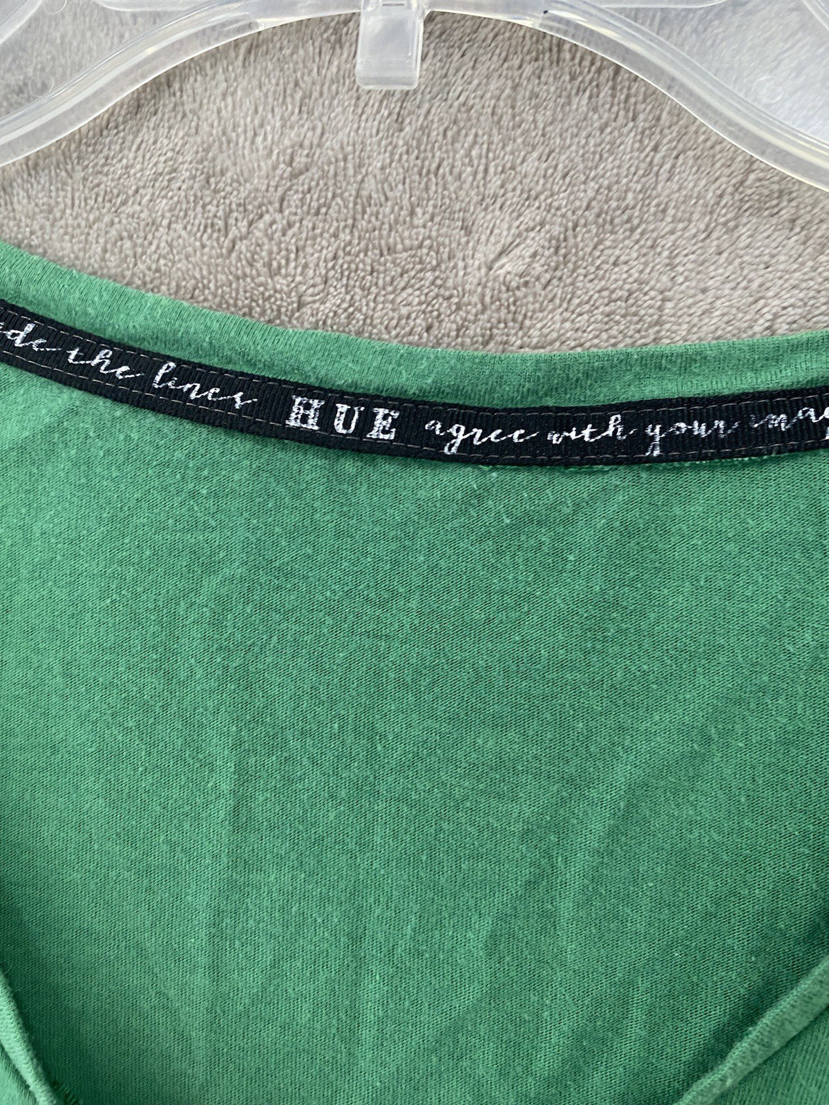 HUE TEE SHIRT ladies size Not Listed See Measurement Green long sleeve V neck