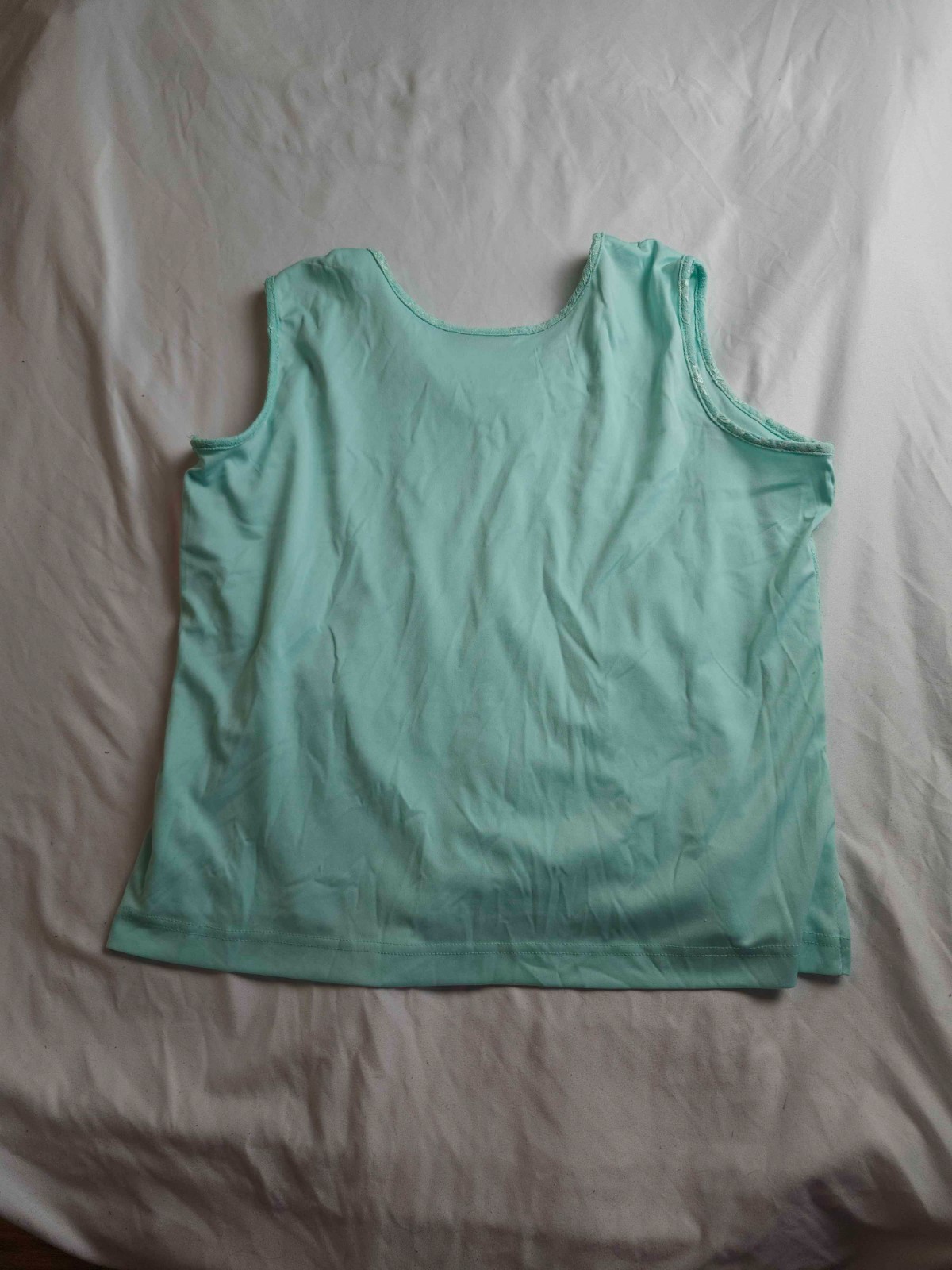 Salon Studio By Haband Tank Top Womens Size LP Green Floral Lace Scoop Neck