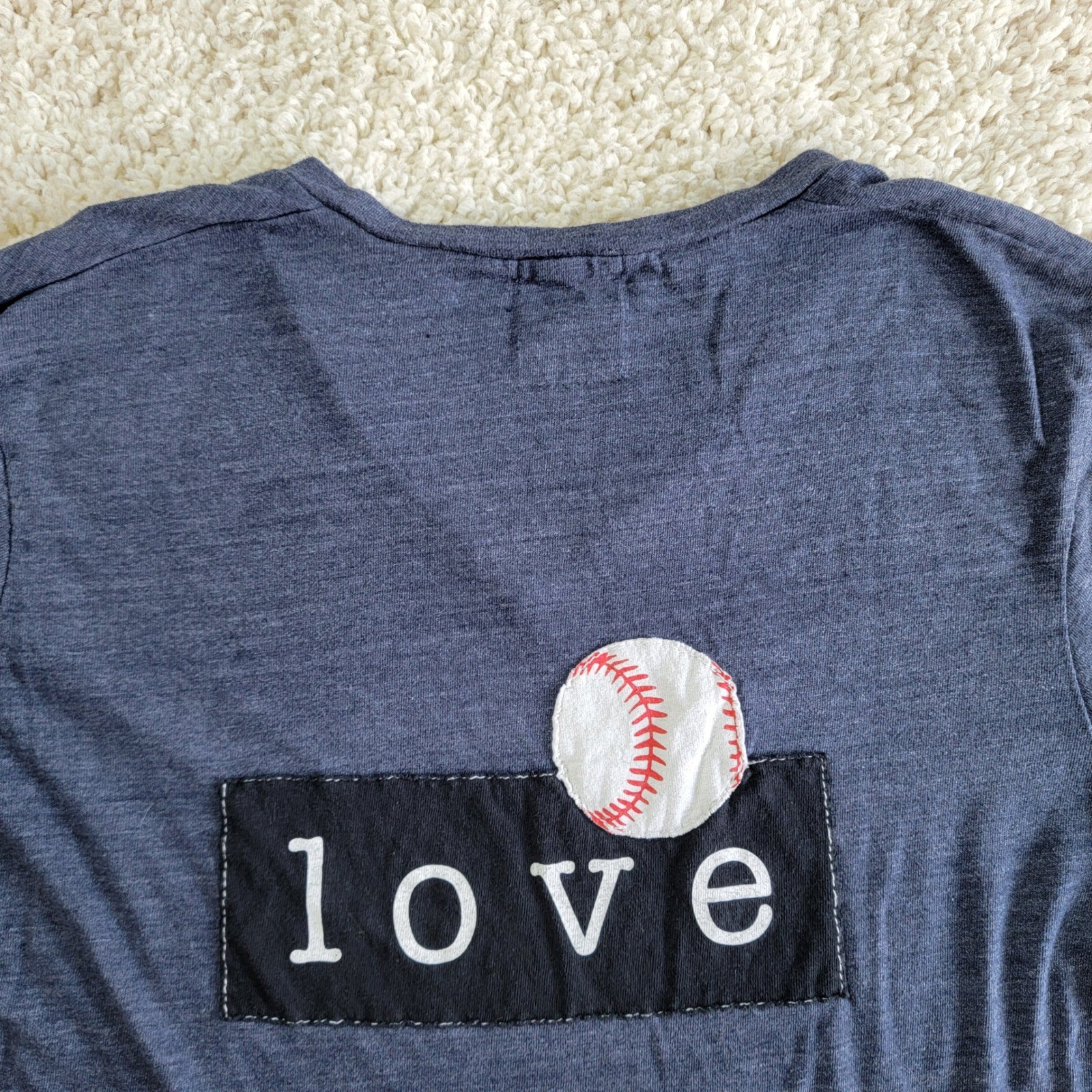 AXL Womens V-Neck ‘Love Baseball’ T-Shirt Size Large