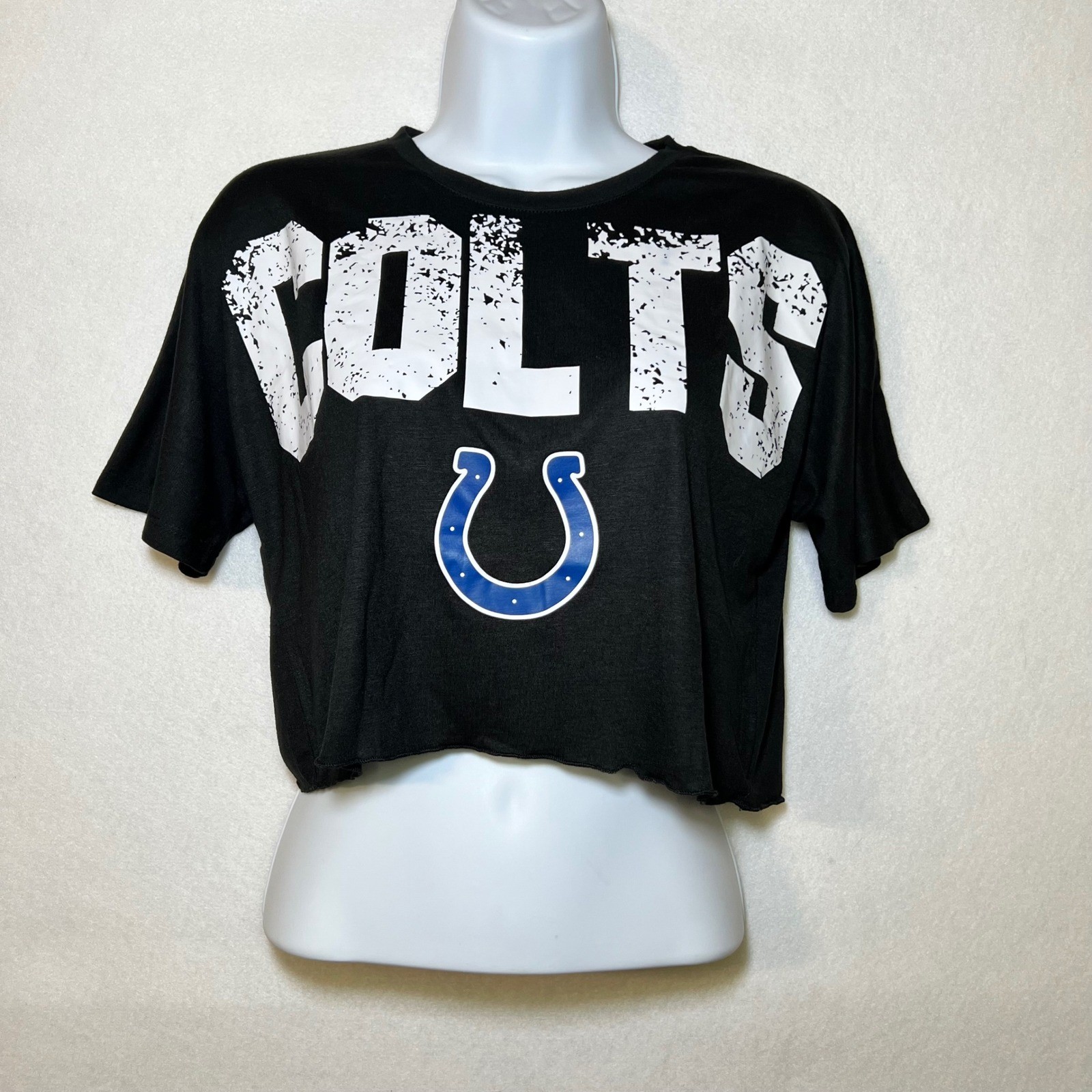 NFL Team Apparel Indianapolis Colts Black Cropped Blokecore Game Day Top Women M