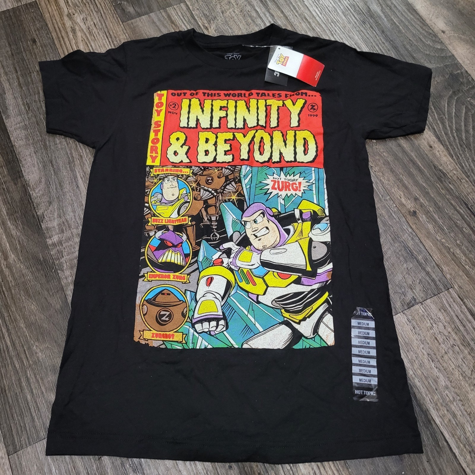 NWT hot topic Toy Story Buzz Lightyear Comic Strip T Shirt Size Small