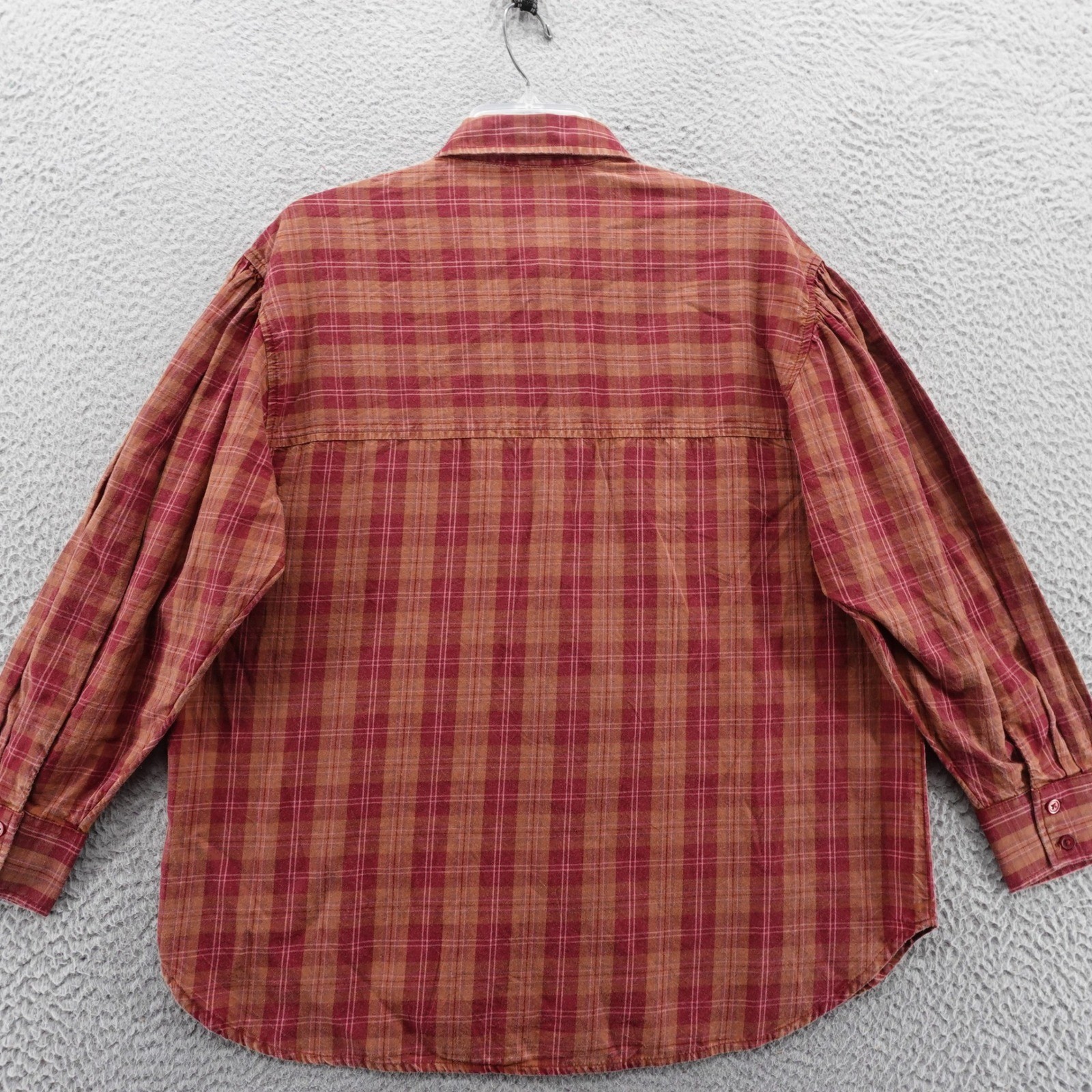 Abound Plaid Oversized Button Up Shirt Women XS Red Brown Casual Top NEW