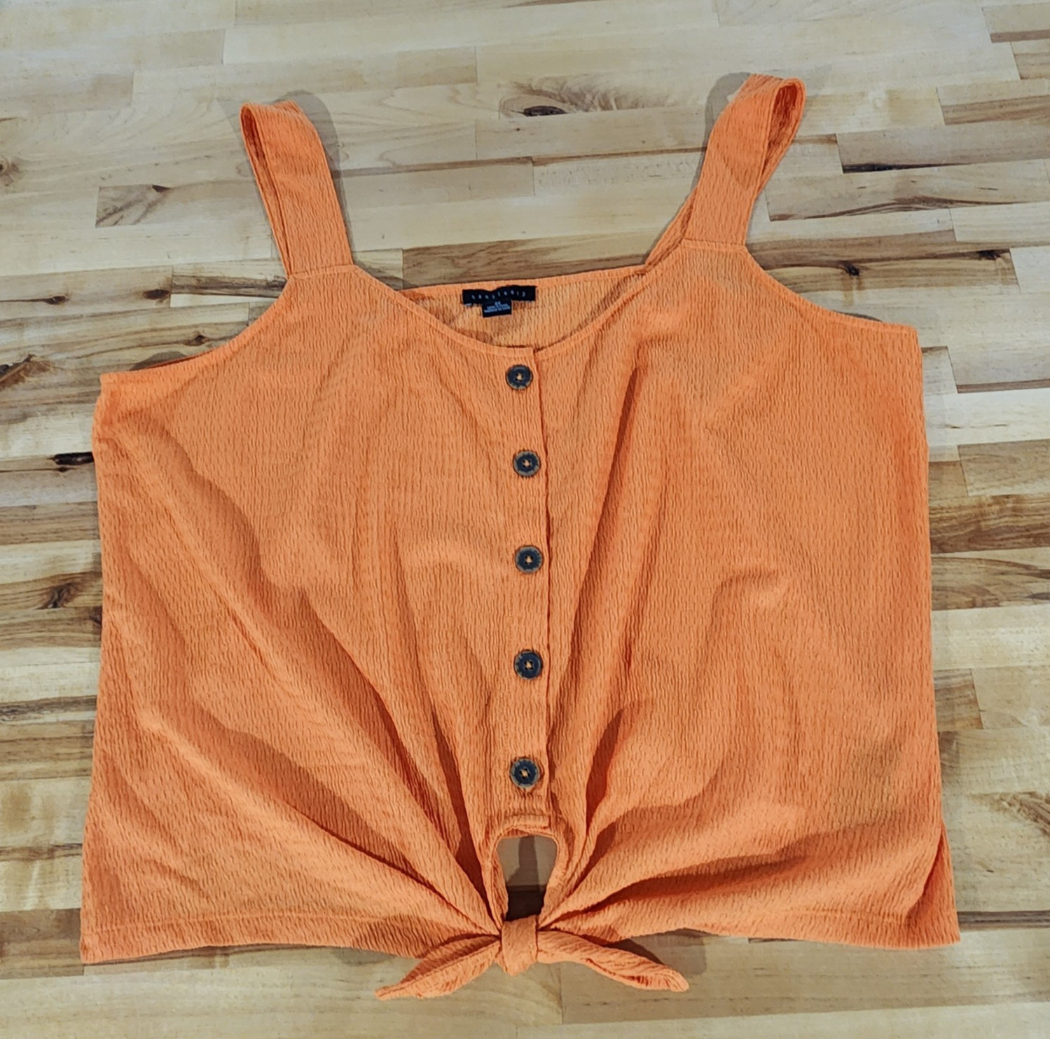 Sanctuary Tank Top Size 3X Orange Textured Button Up Tie Front Lightweight