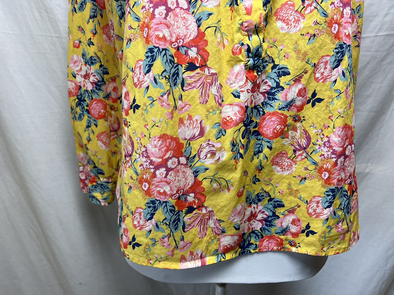 J Crew Classic Popover Liberty Magical Bouquet Floral Sz 0P Cotton Yellow Pink