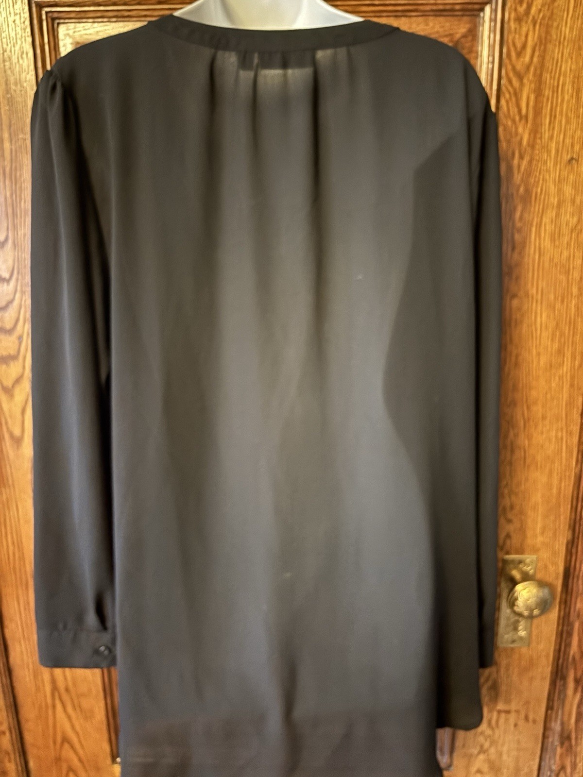APT. 9 Semi Sheer Black Button Down with Studded Pockets TUNIC TOP BLOUSE, XL