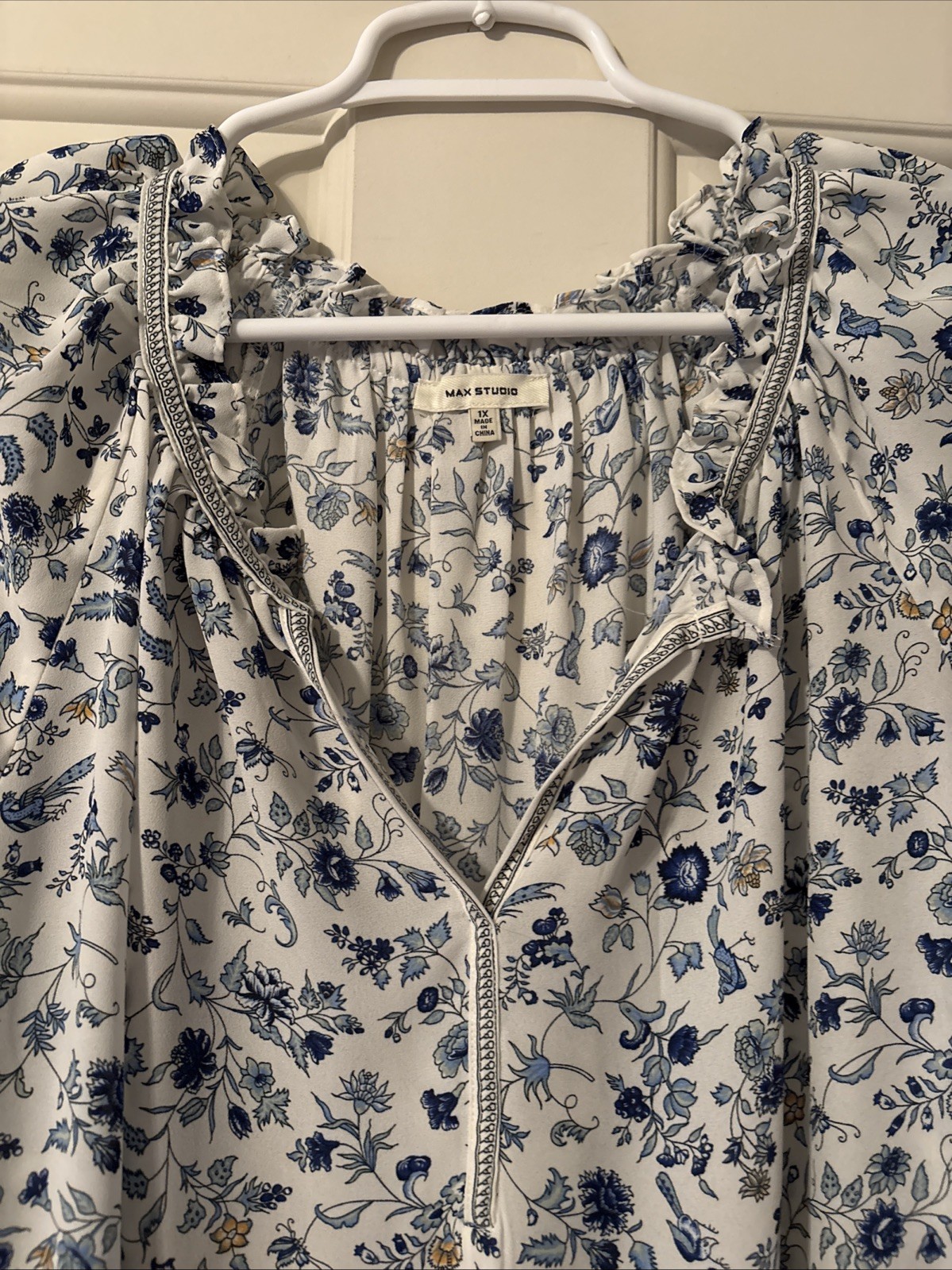 Max Studio Sheer Blouse Size 1X 3/4 Sleeve Item #1257