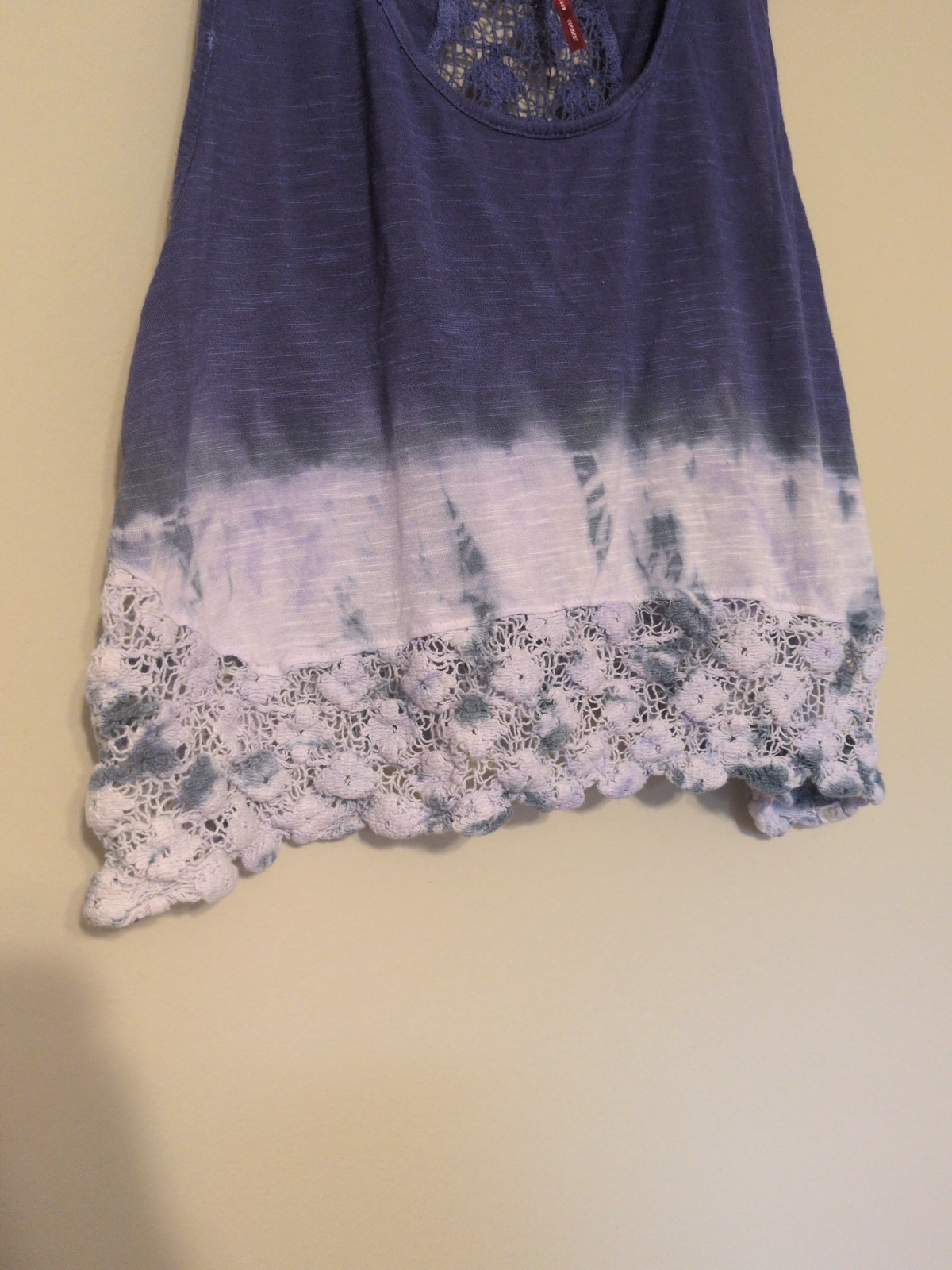 Live Learn Grow Element Ombre Boho Hippie Tie Dye Tank Top With Crochet Flowers