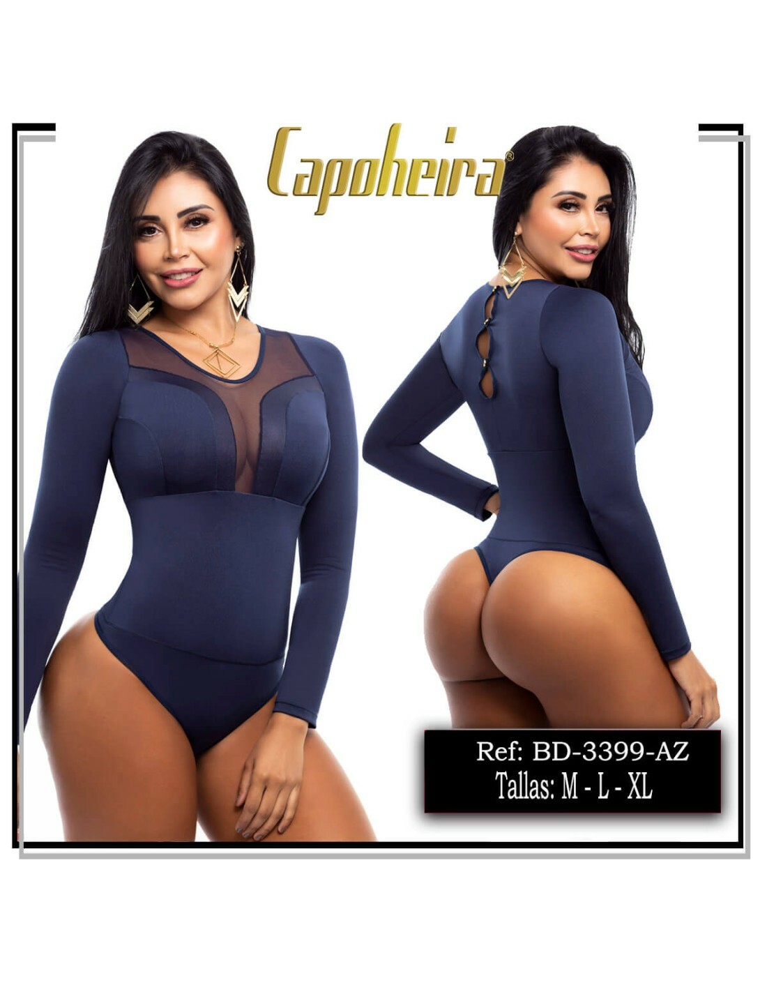 CAPOHEIRA COLOMBIAN WOMEN’S DRESSY BODY SHAPER IN BLUE COLOR #BD-3399-AZ