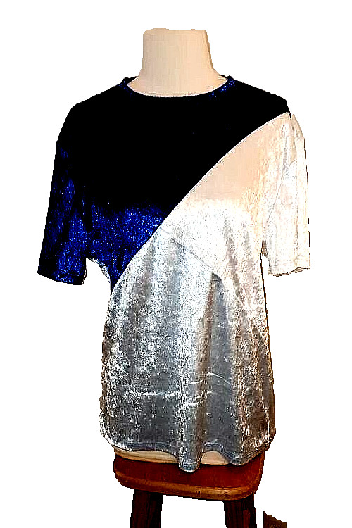 PLUSH Tri-color Tee, INC International Concepts Dk Blue/Lt Blue/White, Large M