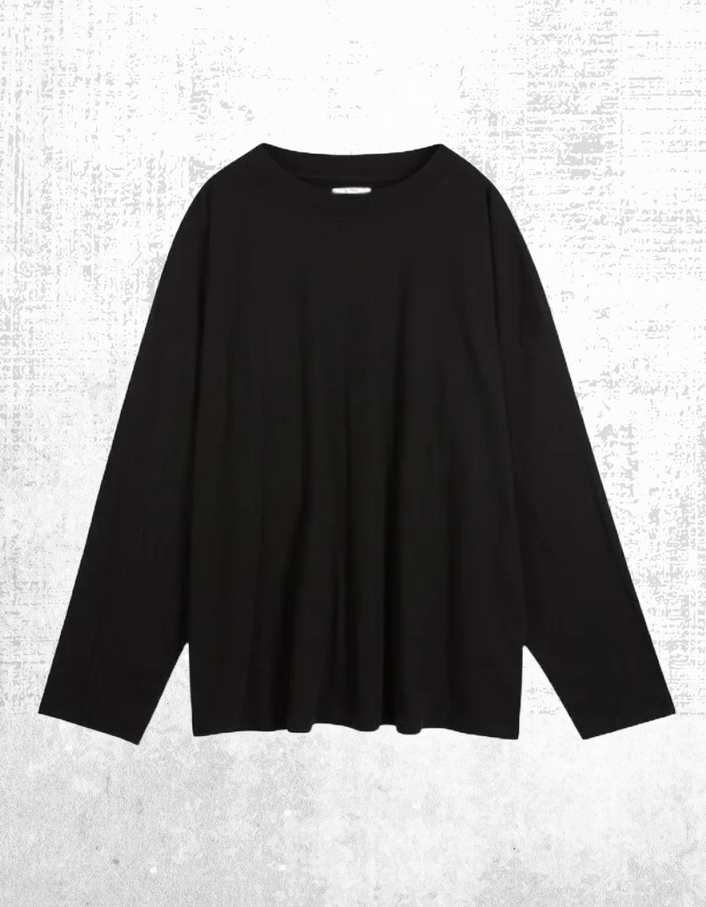Women’s HUSH T-Shirt Long Sleeve Aimee Cotton Oversized Eveready Top in Black