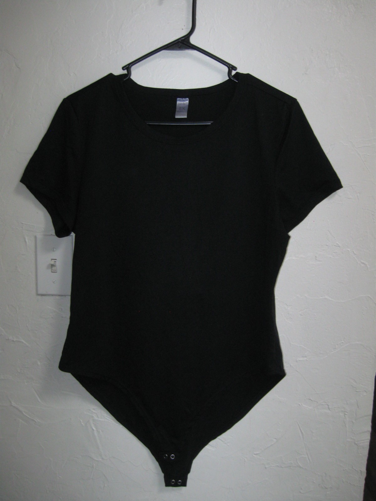 Just Be… Women Black Bodysuit 2X Plus top with short sleeves FREE SHIP
