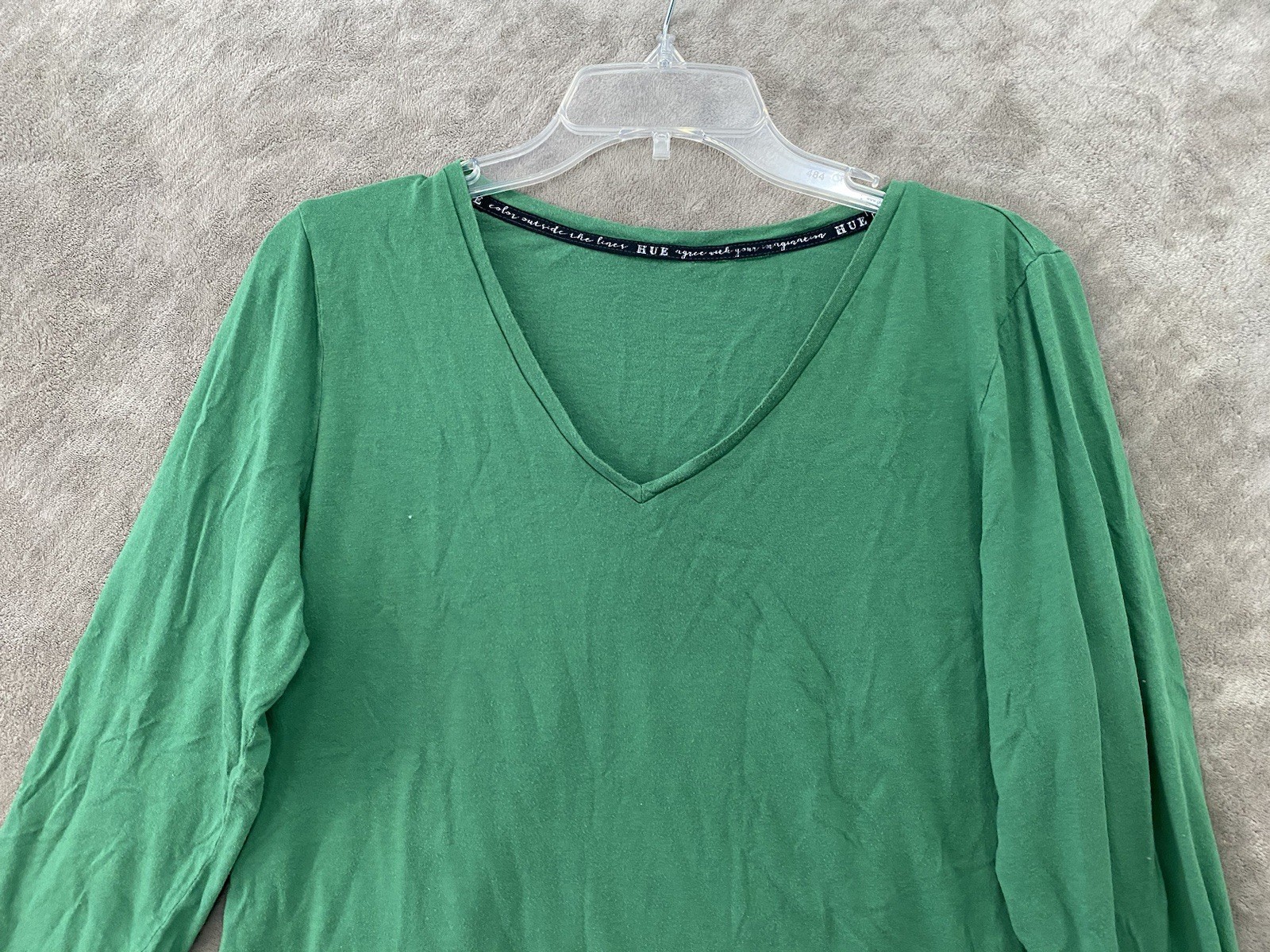 HUE TEE SHIRT ladies size Not Listed See Measurement Green long sleeve V neck