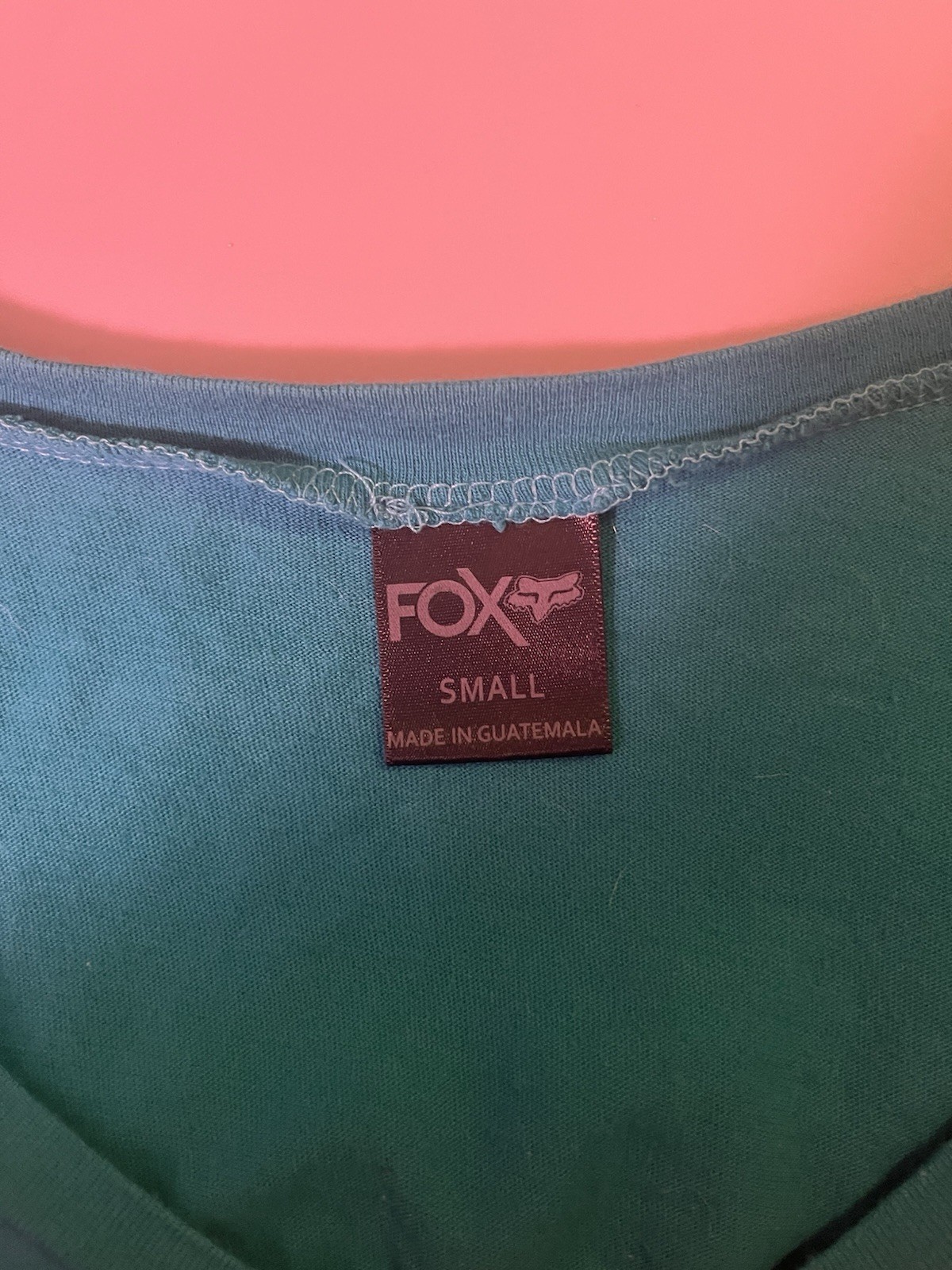 Fox Racing VTG Graphic Tee Turquoise Chest Logo V-Neck Women’s Small