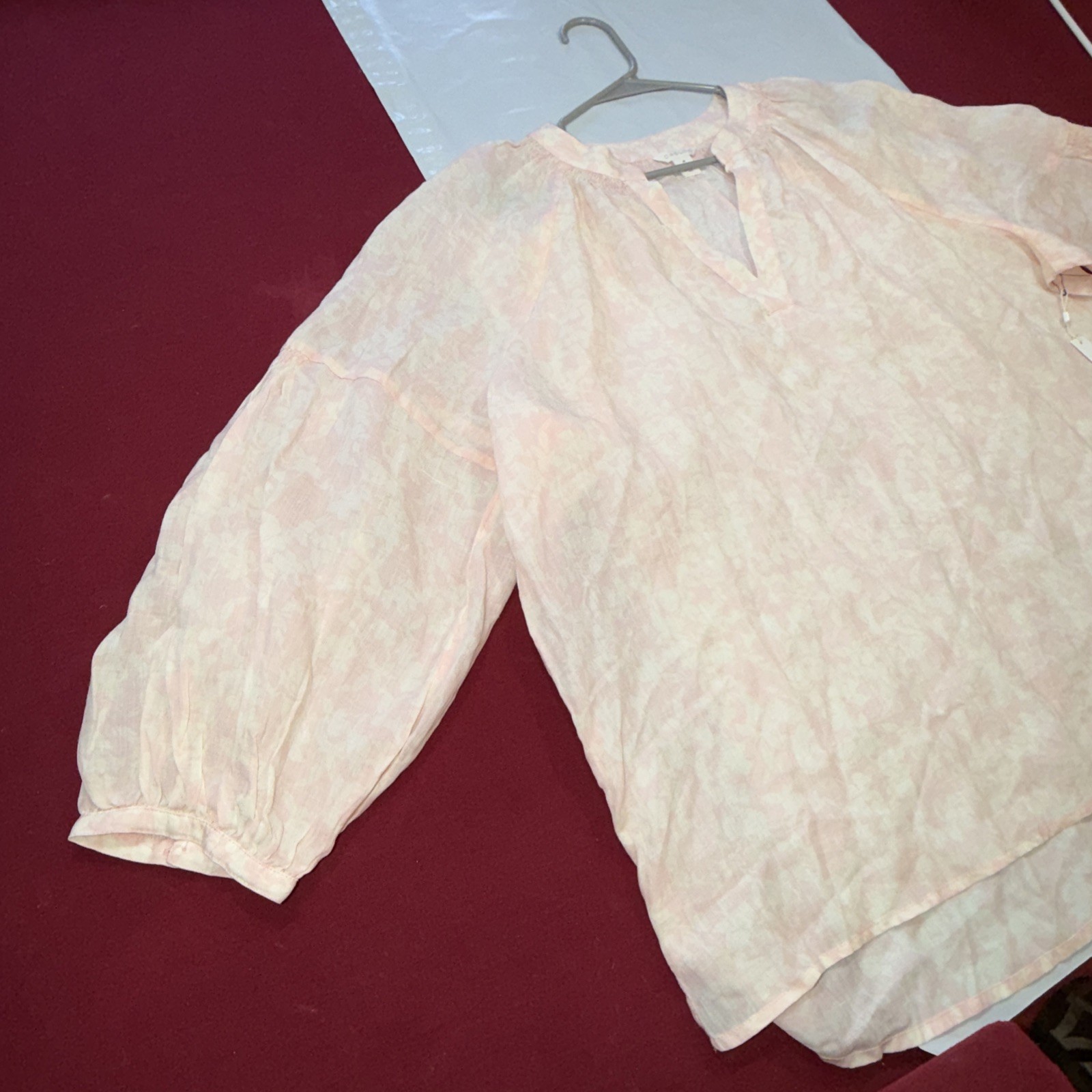 CASLON Pink Floral Blouse NEW women’s 2XL V Neck Pullover Tunic Flowy Cotton Top