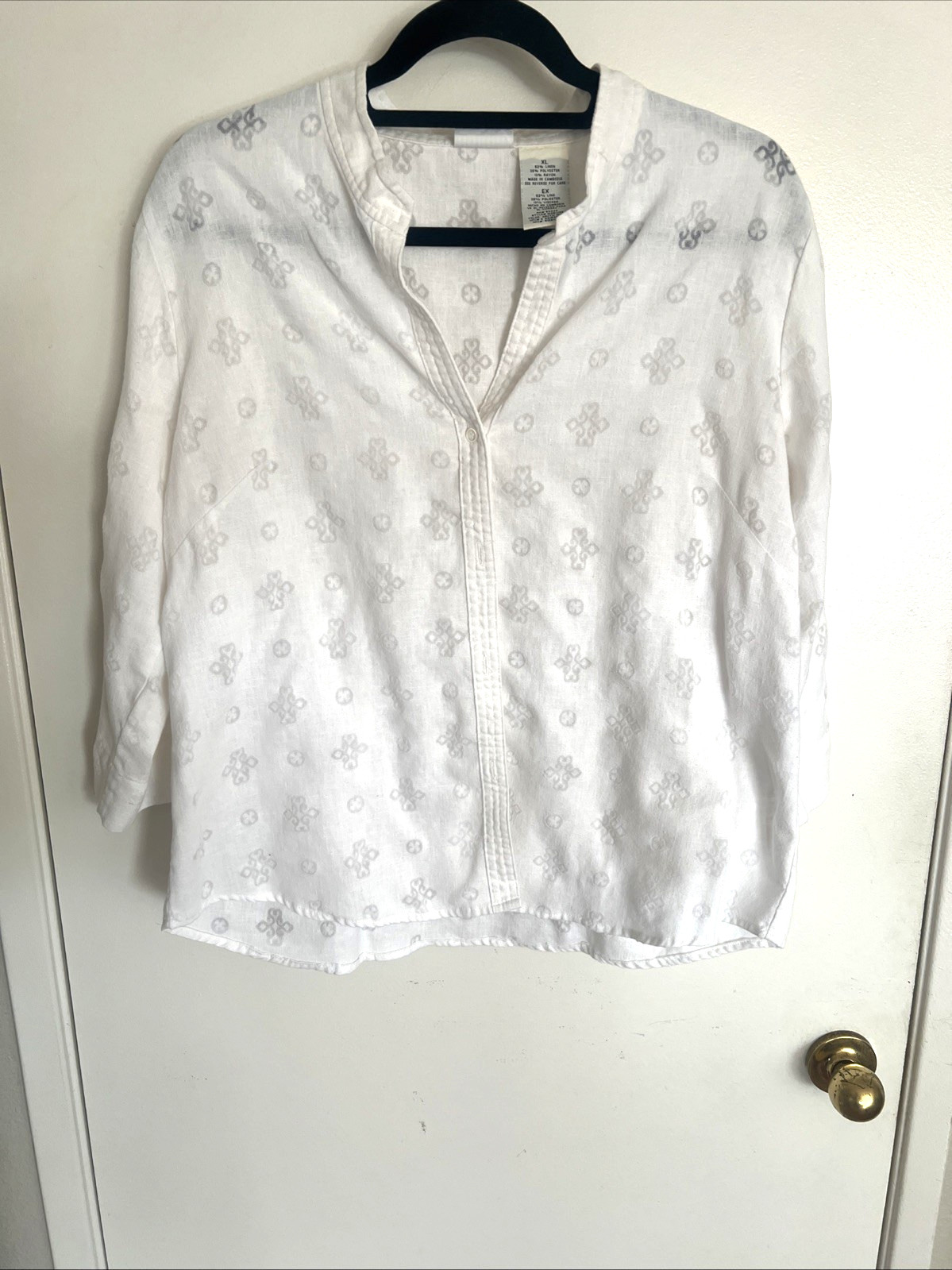 BE CRUISE READY !! White Stag Top Womens XL White Linen Blend Button Down