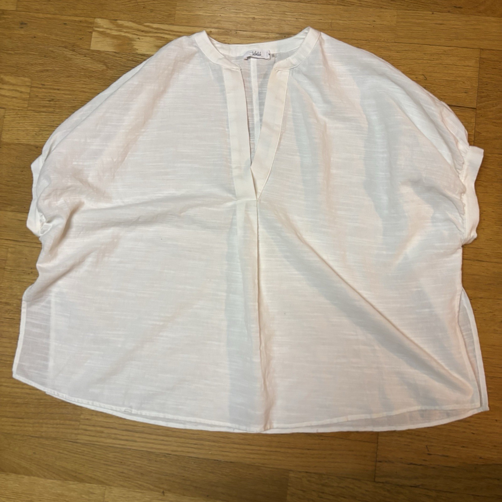 Talulah Textured Cotton Preppy Boho Coastal Resortwear Slouchy Popover Blouse M