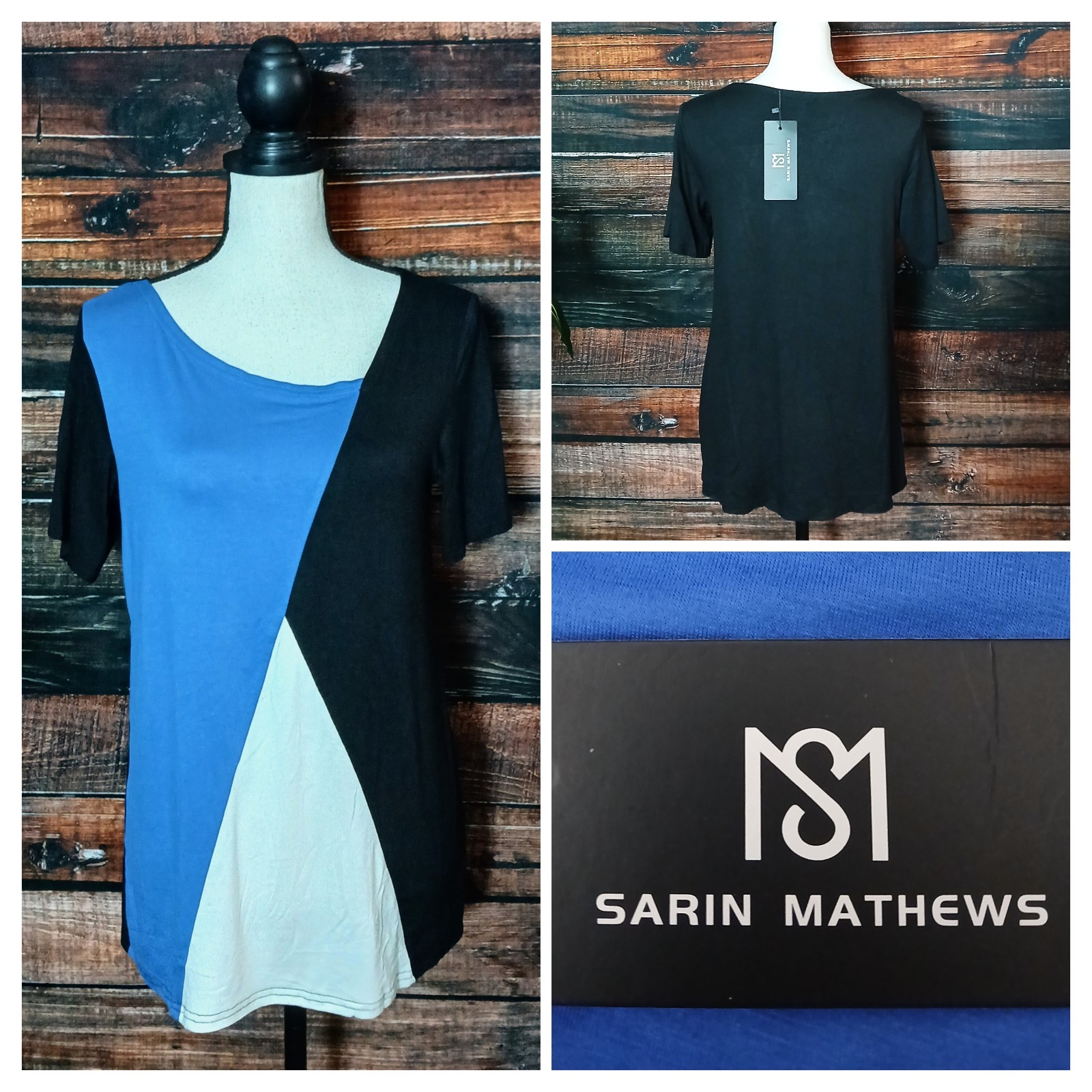Sarin Mathews Top Size Small Asymmetrical Colorblock NWT