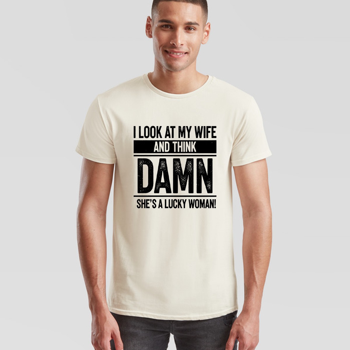 Look At My Wife Funny Unisex Tshirt Wifey Gift For Husband Wedding Anniversary