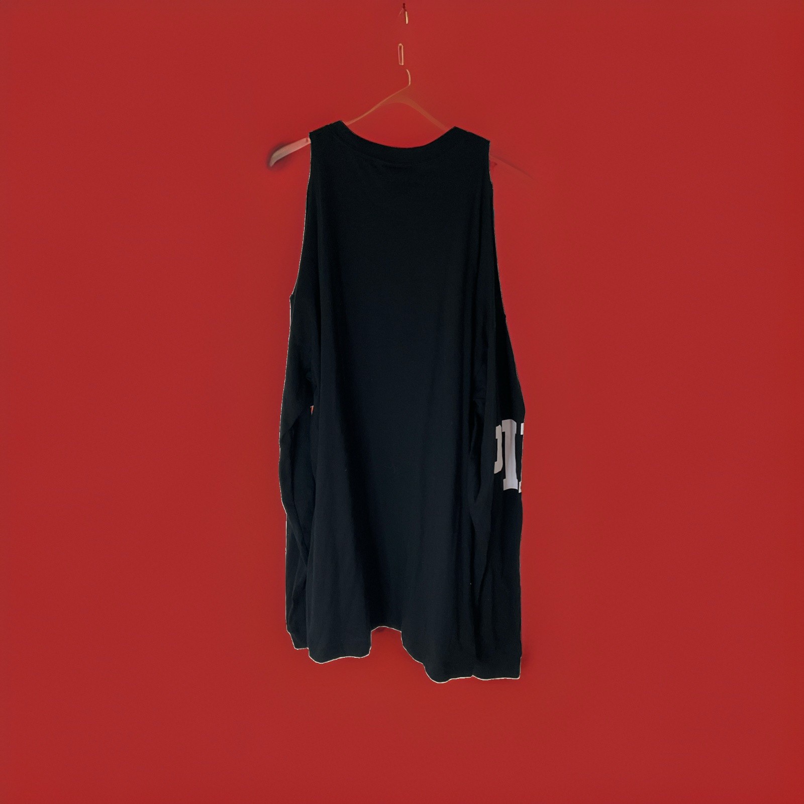 NWT VS pink open shoulder black logo long sleeve top size L