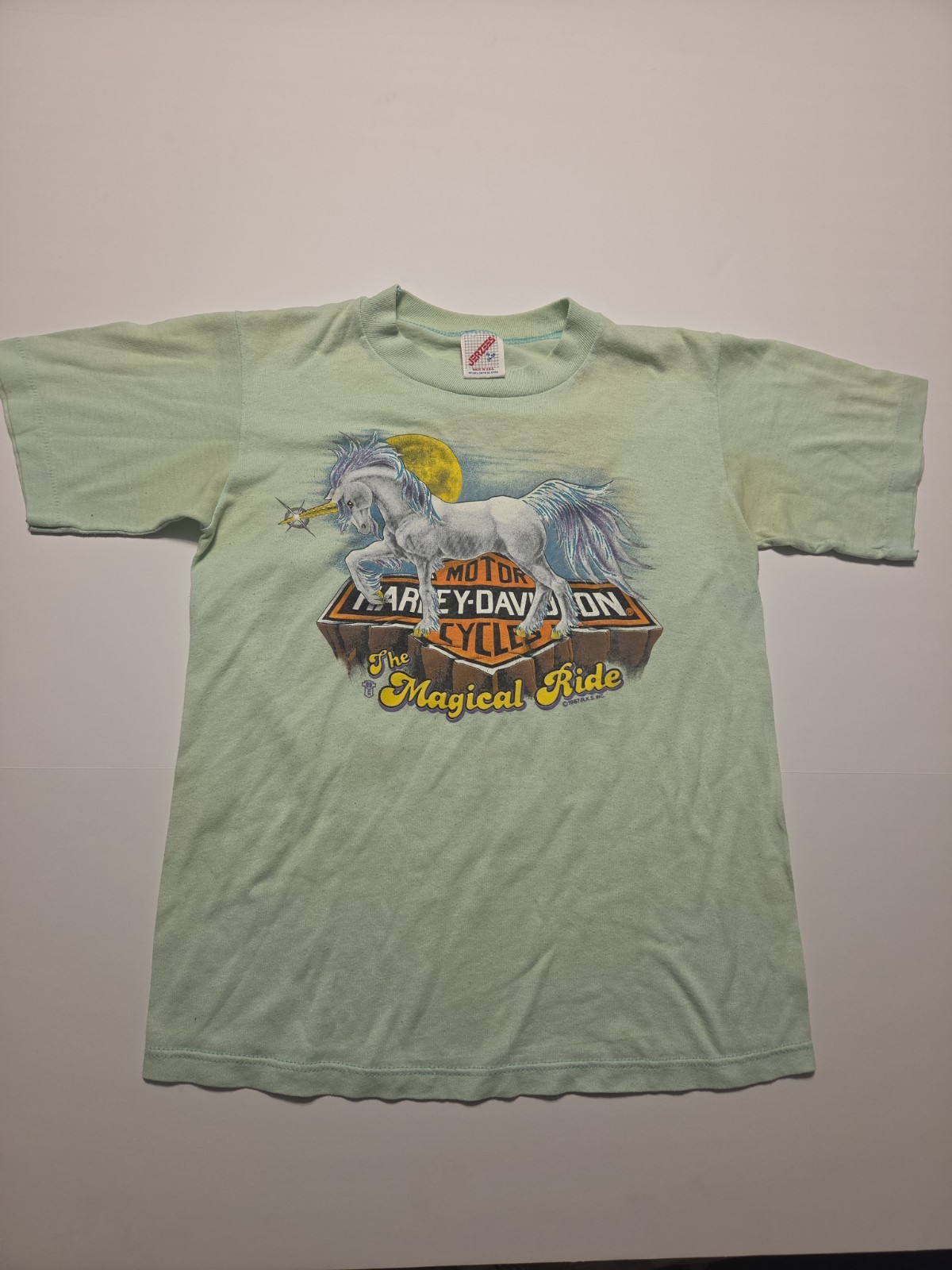 Vintage 1987 Harley Davidson Magical Ride Unicorn T-Shirt USA Womens Size Small
