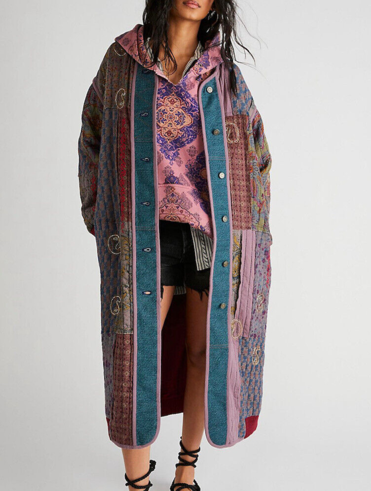 Free People NWT Size Large GORGEOUS! Rolling Thunder Timeless Coat Long Jacket