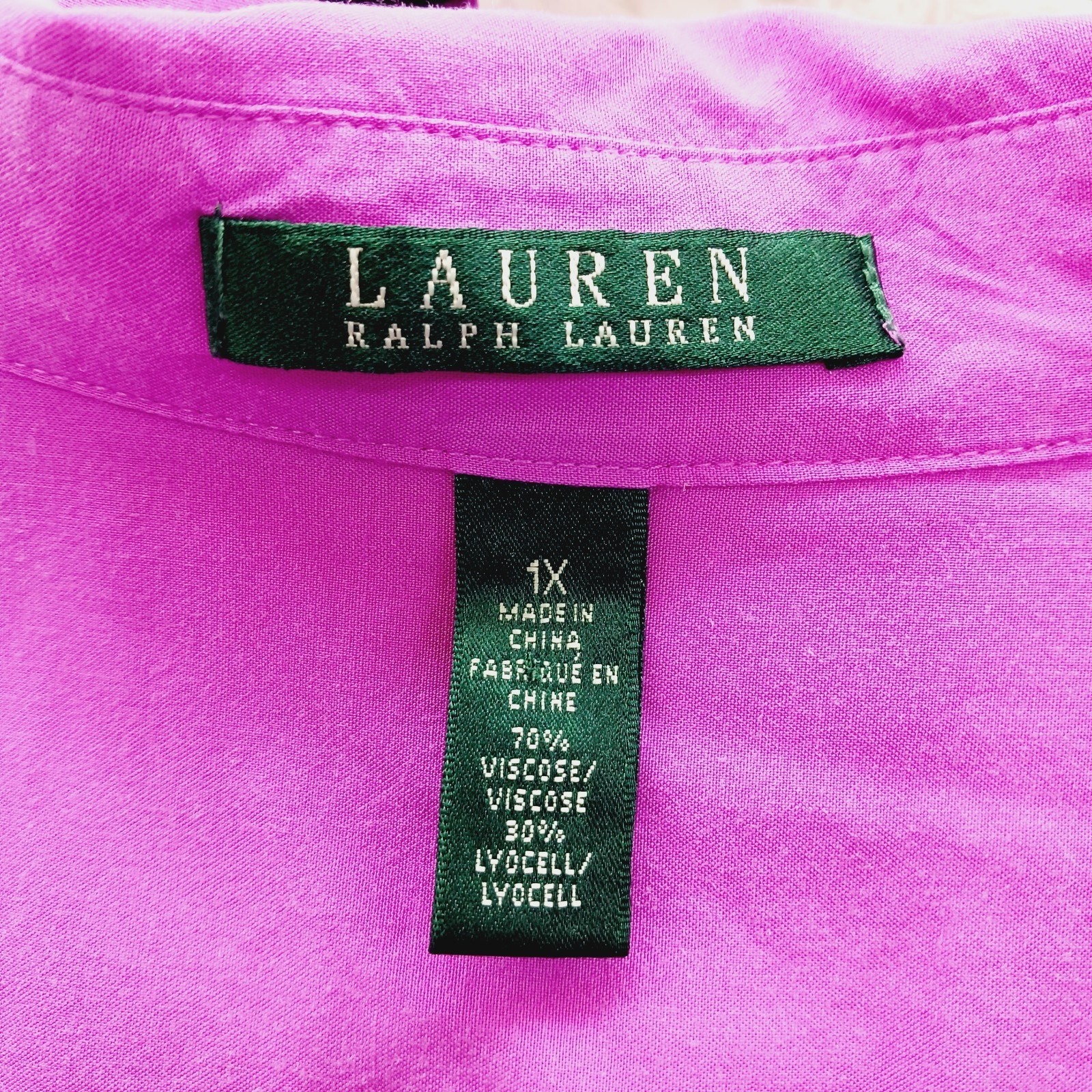 Blouse Button-Up Pink Purple Luxe Minimalist Power Office Siren Pockets Size 1X