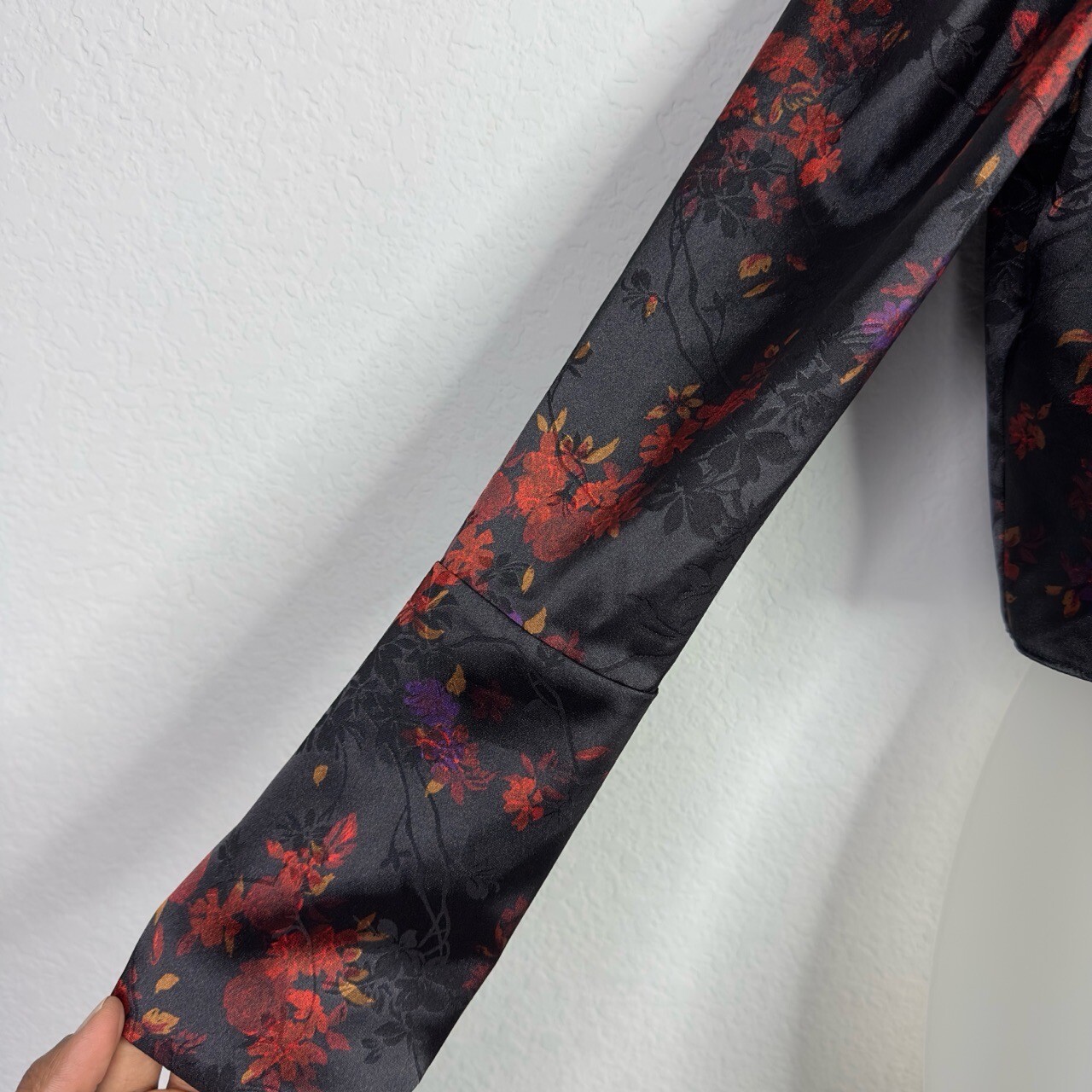 Zara Shirt Womens M Colorful Floral Puff Sleeve Asian Dark Romantic Whimsigoth