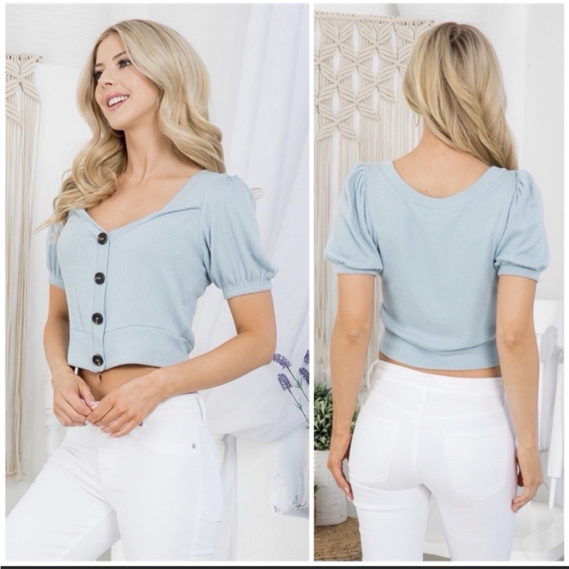 Ginger G Blue Crop Top Small