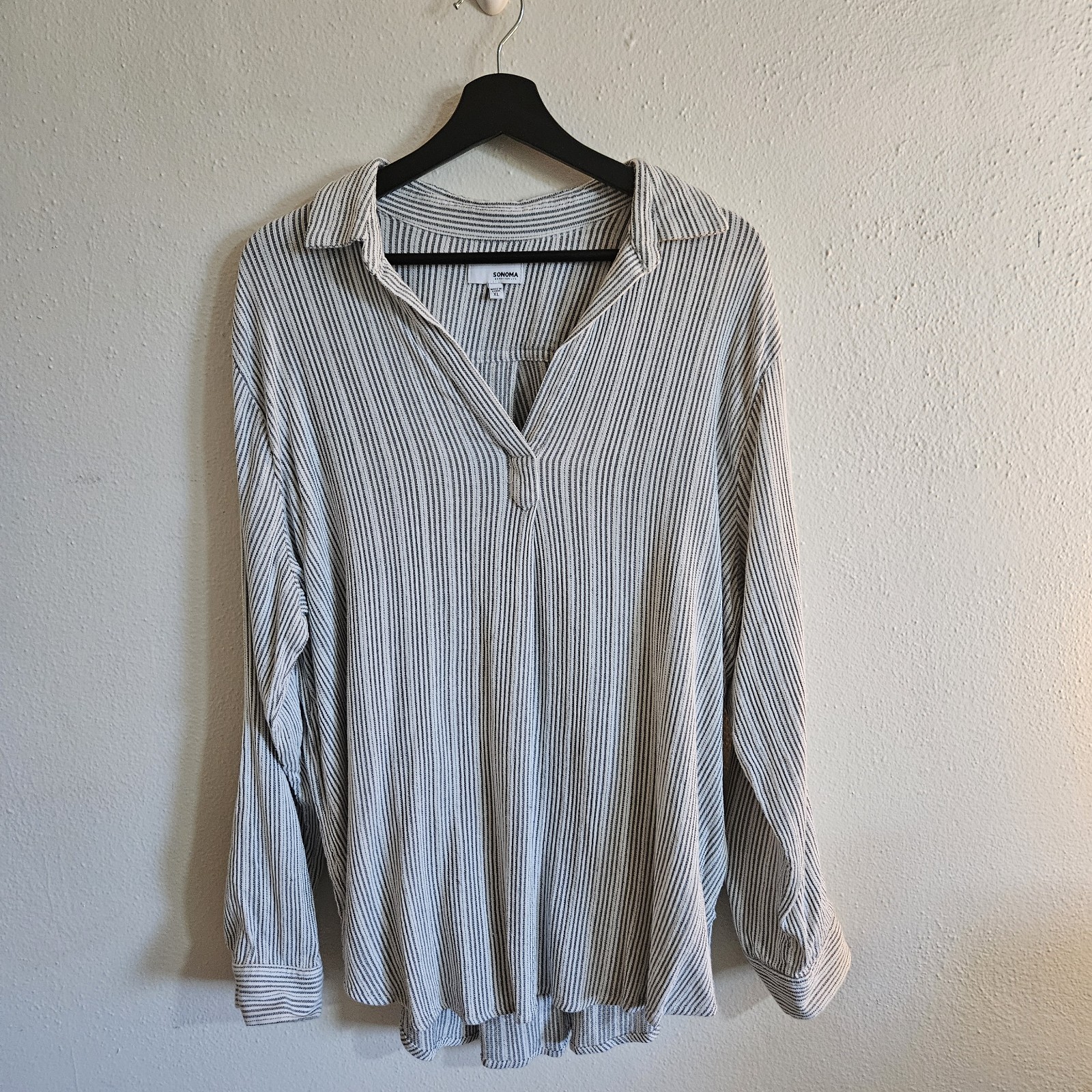 Sonoma Goods For Life Striped Roll-Tab Sleeve Tunic Blouse
